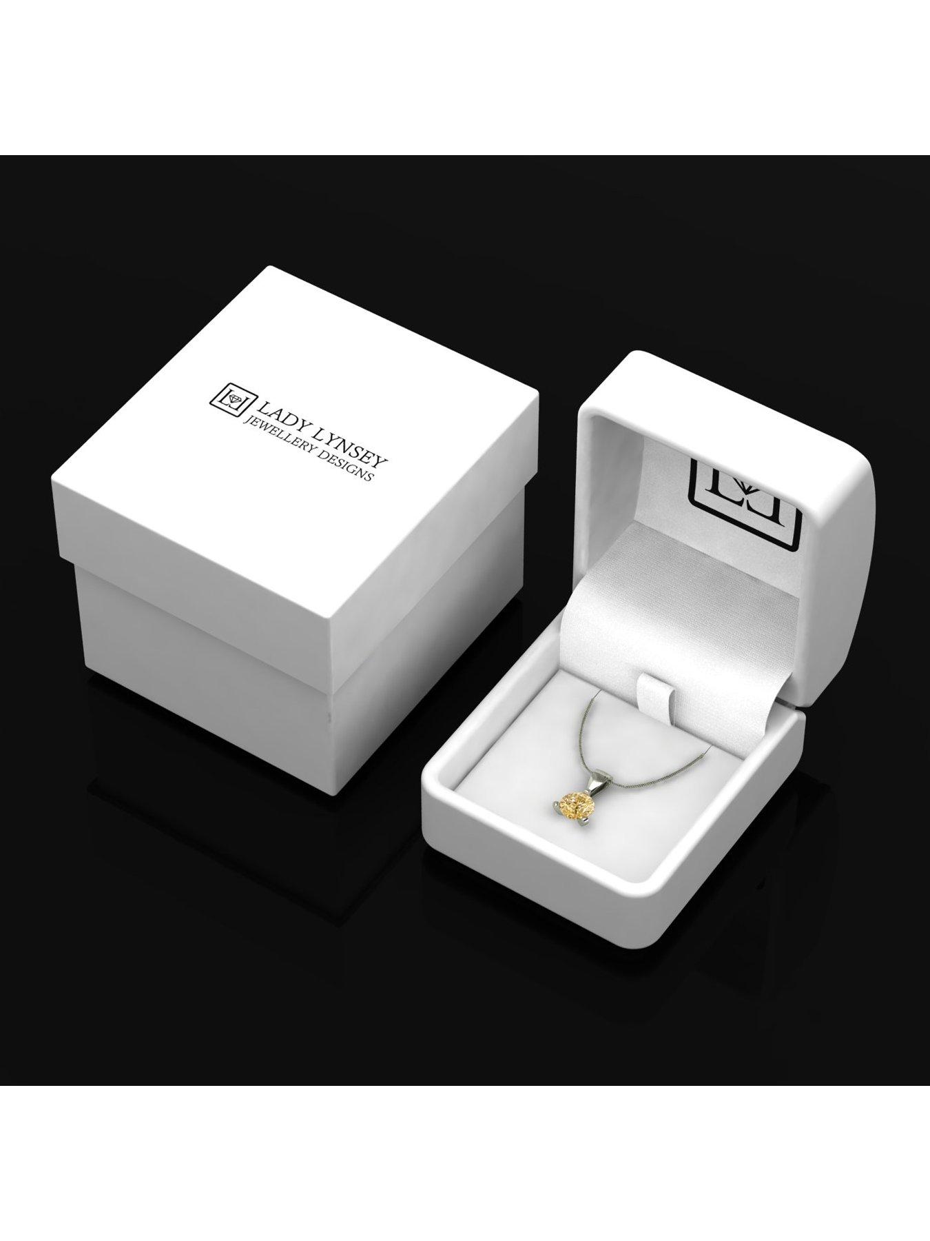 Image 5 of 5 of Moissanite 9ct White Gold 6.50mm Champagne Moissanite Pendant and Chain Eq 1.00ct
