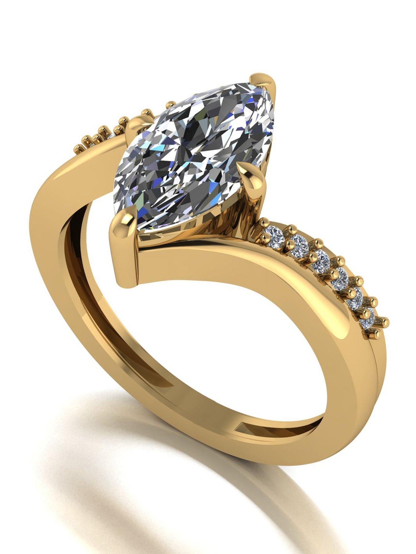 Moissanite 9ct Yellow Gold Lady Lynsey 2.10ct Marquise Moissanite Ring