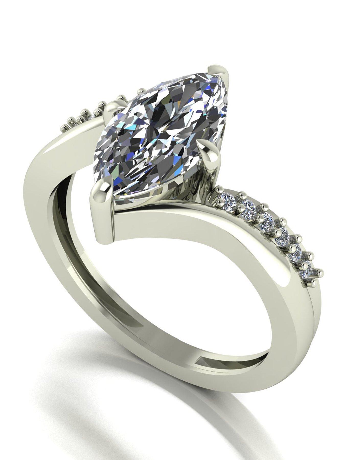Image 1 of 5 of Moissanite 9ct White Gold Lady Lynsey 2.10ct Marquise Moissanite Ring