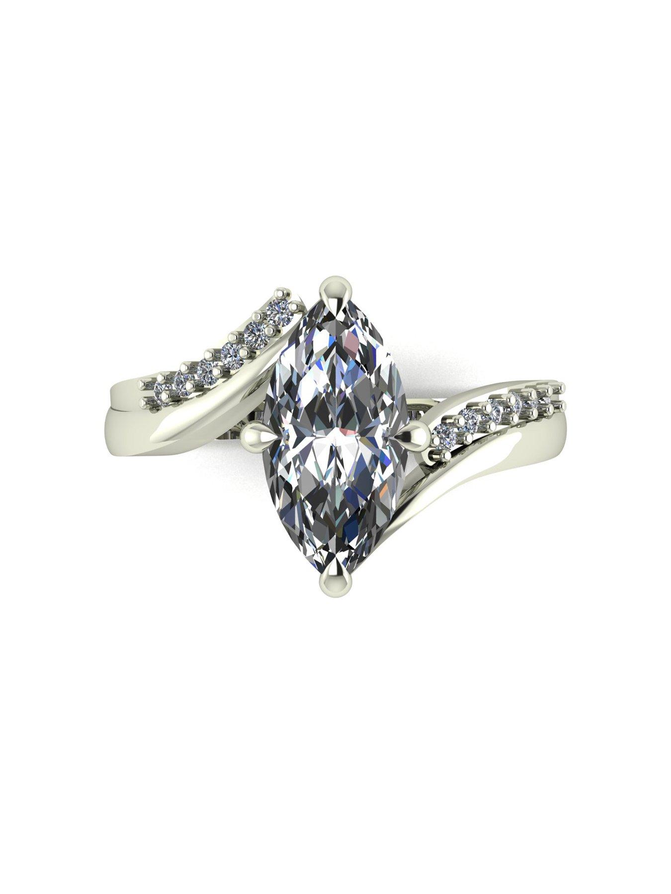 Image 4 of 5 of Moissanite 9ct White Gold Lady Lynsey 2.10ct Marquise Moissanite Ring
