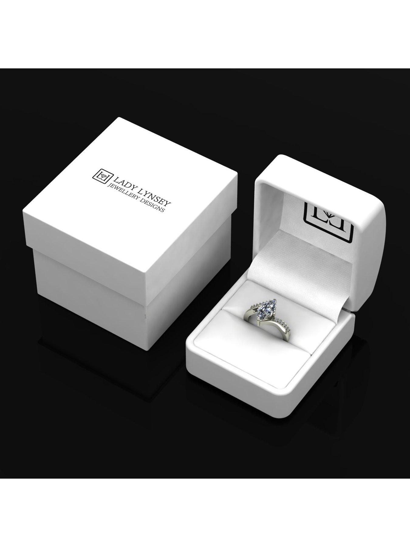 Image 5 of 5 of Moissanite 9ct White Gold Lady Lynsey 2.10ct Marquise Moissanite Ring