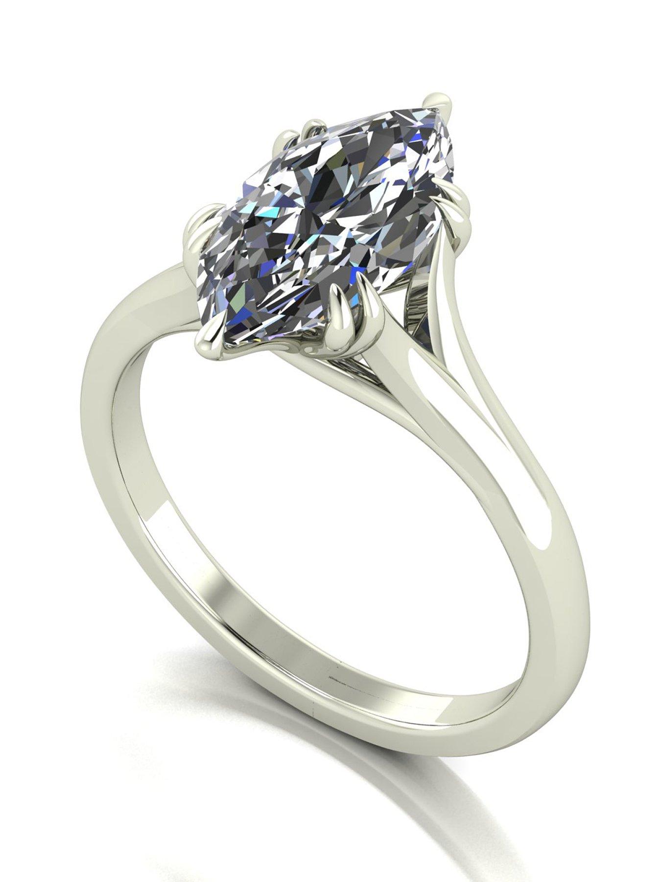Moissanite 9ct White Gold 2.00ct Eq Marquise Moissanite Ring