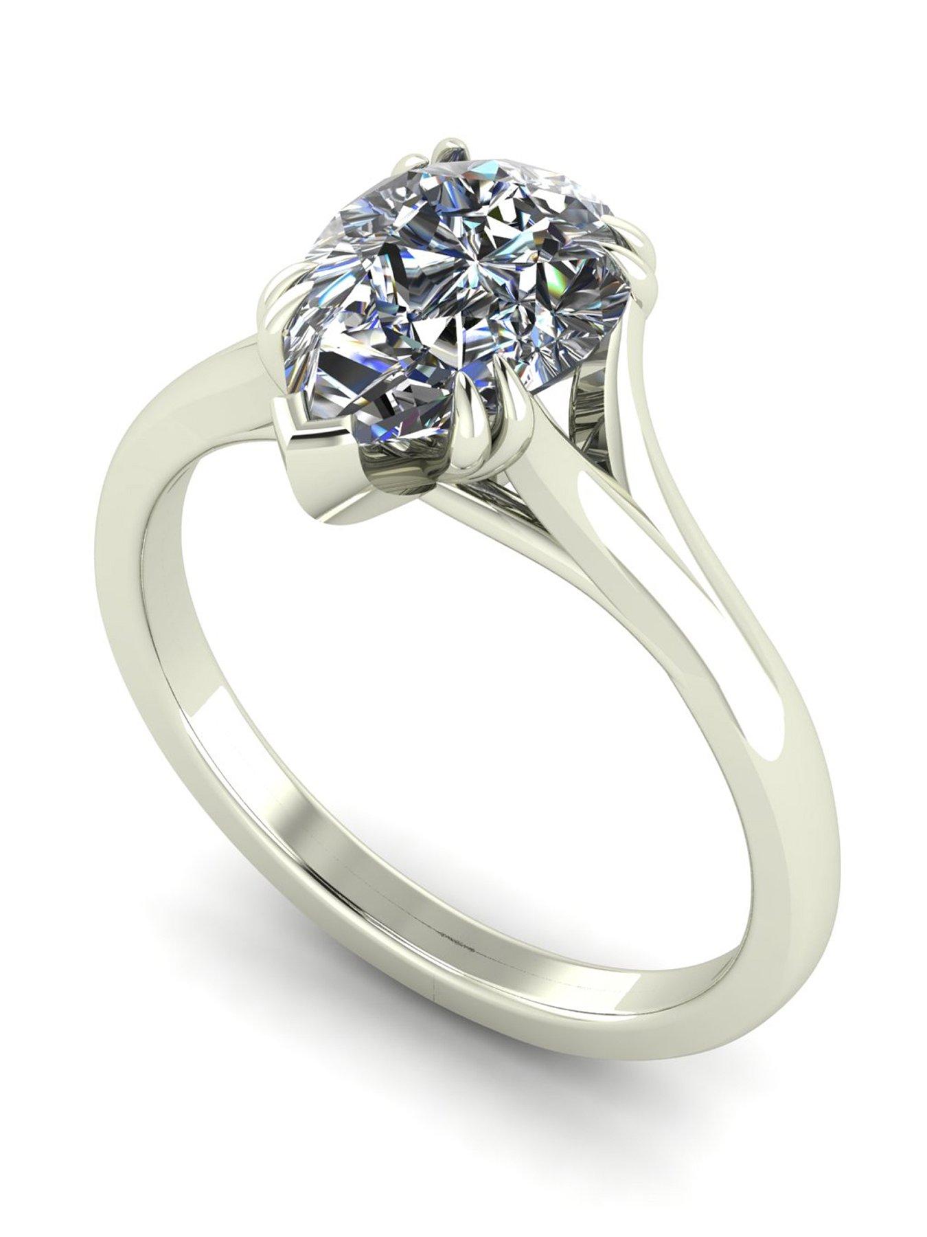 Moissanite 9ct White Gold 2.00ct Eq Pear Moissanite Ring