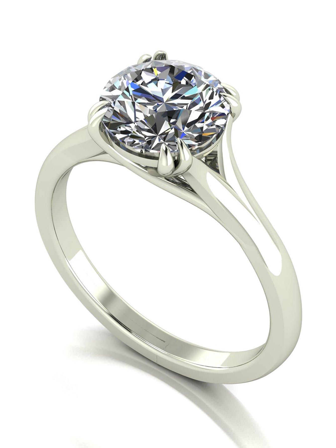 Image 1 of 5 of Moissanite 9ct White Gold 2.00ct Eq Round Brilliant Moissanite Ring
