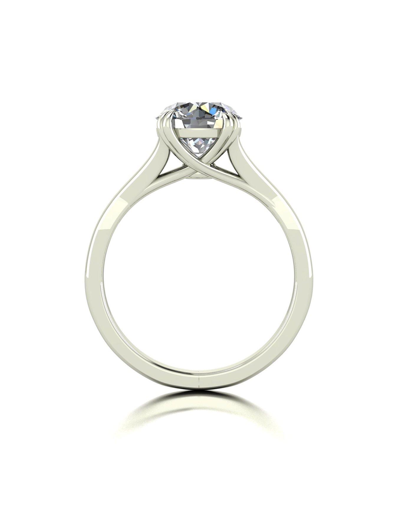 Image 2 of 5 of Moissanite 9ct White Gold 2.00ct Eq Round Brilliant Moissanite Ring