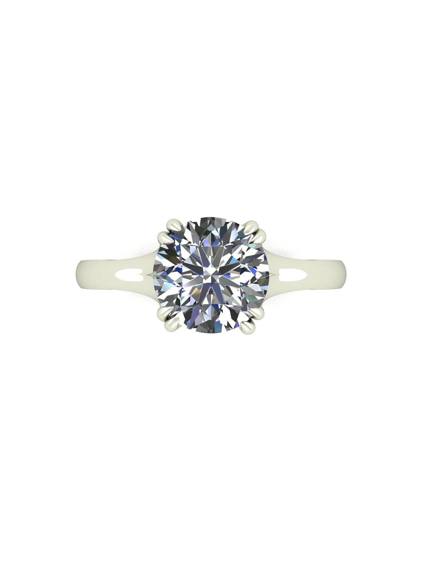 Image 4 of 5 of Moissanite 9ct White Gold 2.00ct Eq Round Brilliant Moissanite Ring