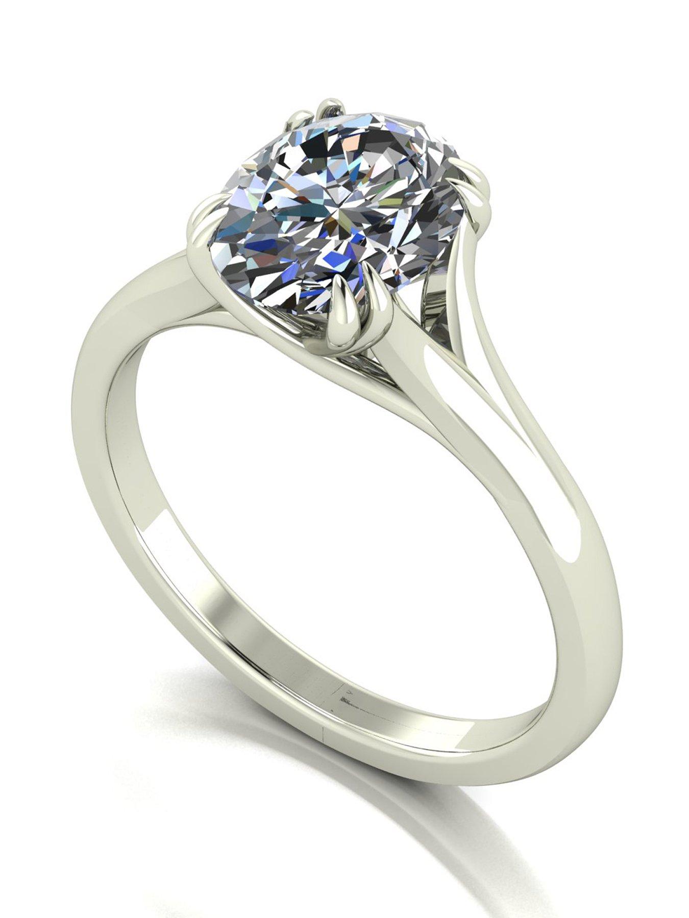 Moissanite 9ct White Gold 2.10ct Eq Oval Moissanite Ring