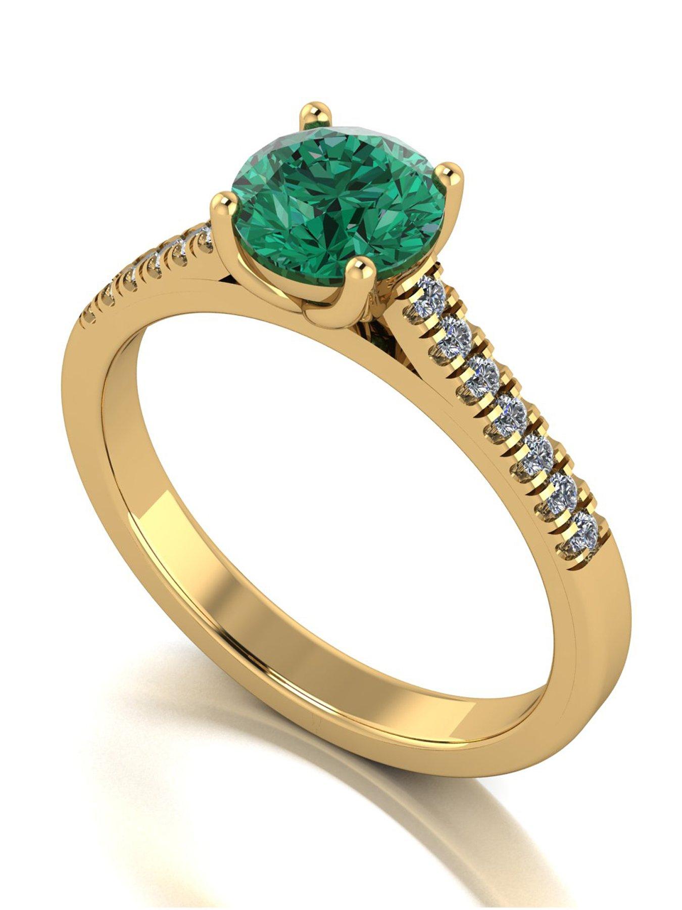 Image 1 of 5 of Moissanite 9ct Yellow Gold Verde Brillante Moissanite Solitaire ring 1.15ct total