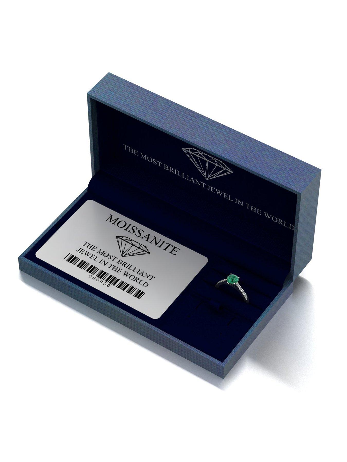 Image 5 of 5 of Moissanite 9ct White Gold Verde Brillante Moissanite Solitaire ring 1.15ct total