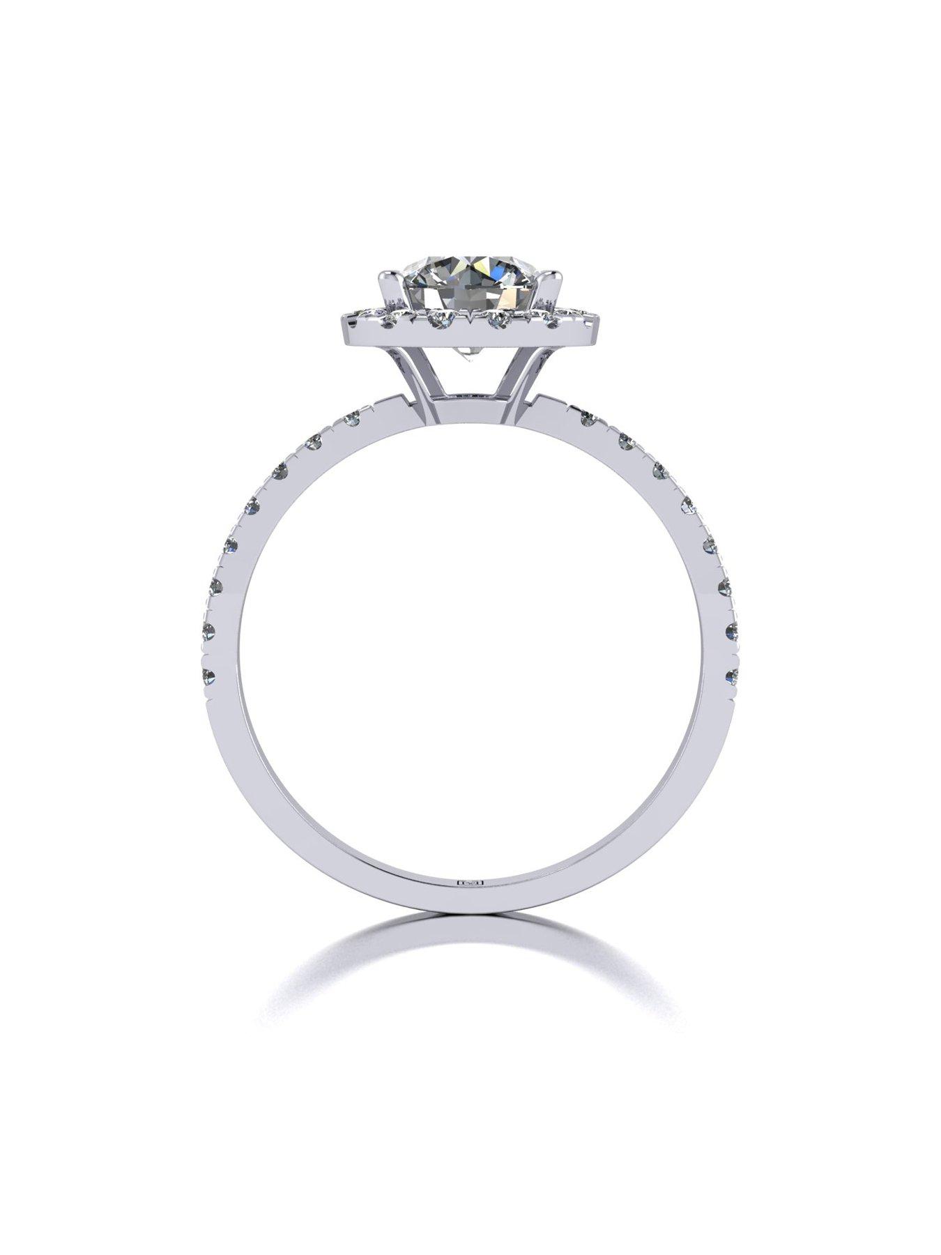 Image 2 of 5 of Moissanite Platinum 1.30ct total Moissanite Halo Solitaire Ring