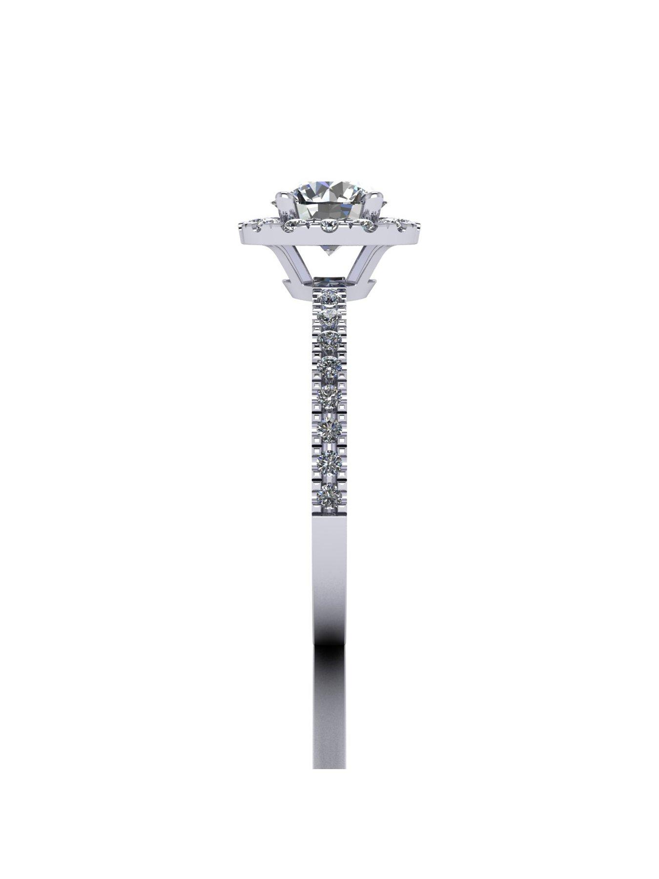 Image 3 of 5 of Moissanite Platinum 1.30ct total Moissanite Halo Solitaire Ring
