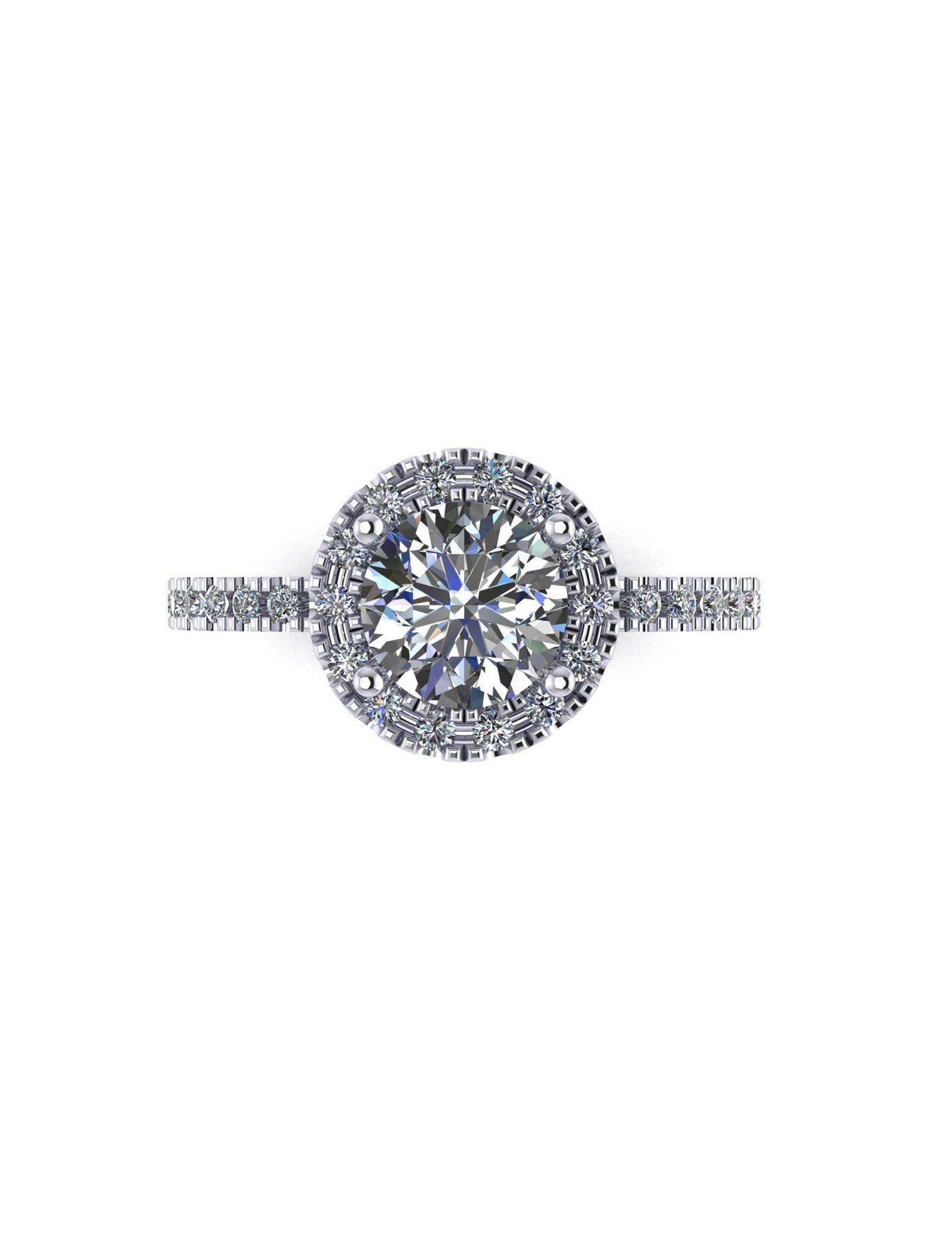 Image 4 of 5 of Moissanite Platinum 1.30ct total Moissanite Halo Solitaire Ring