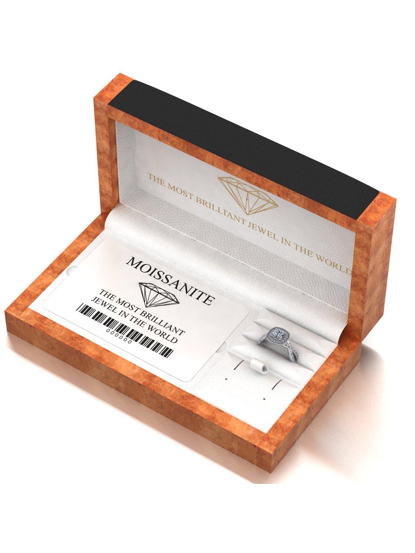 Image 5 of 5 of Moissanite Platinum 1.30ct total Moissanite Halo Solitaire Ring