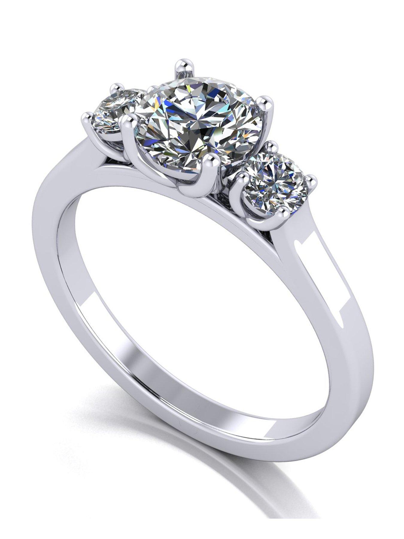 Moissanite Platinum 1.00ct total Moissanite Trilogy Ring
