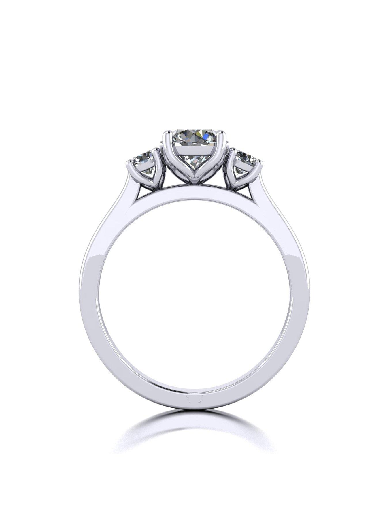 Image 2 of 5 of Moissanite Platinum 1.00ct total Moissanite Trilogy Ring