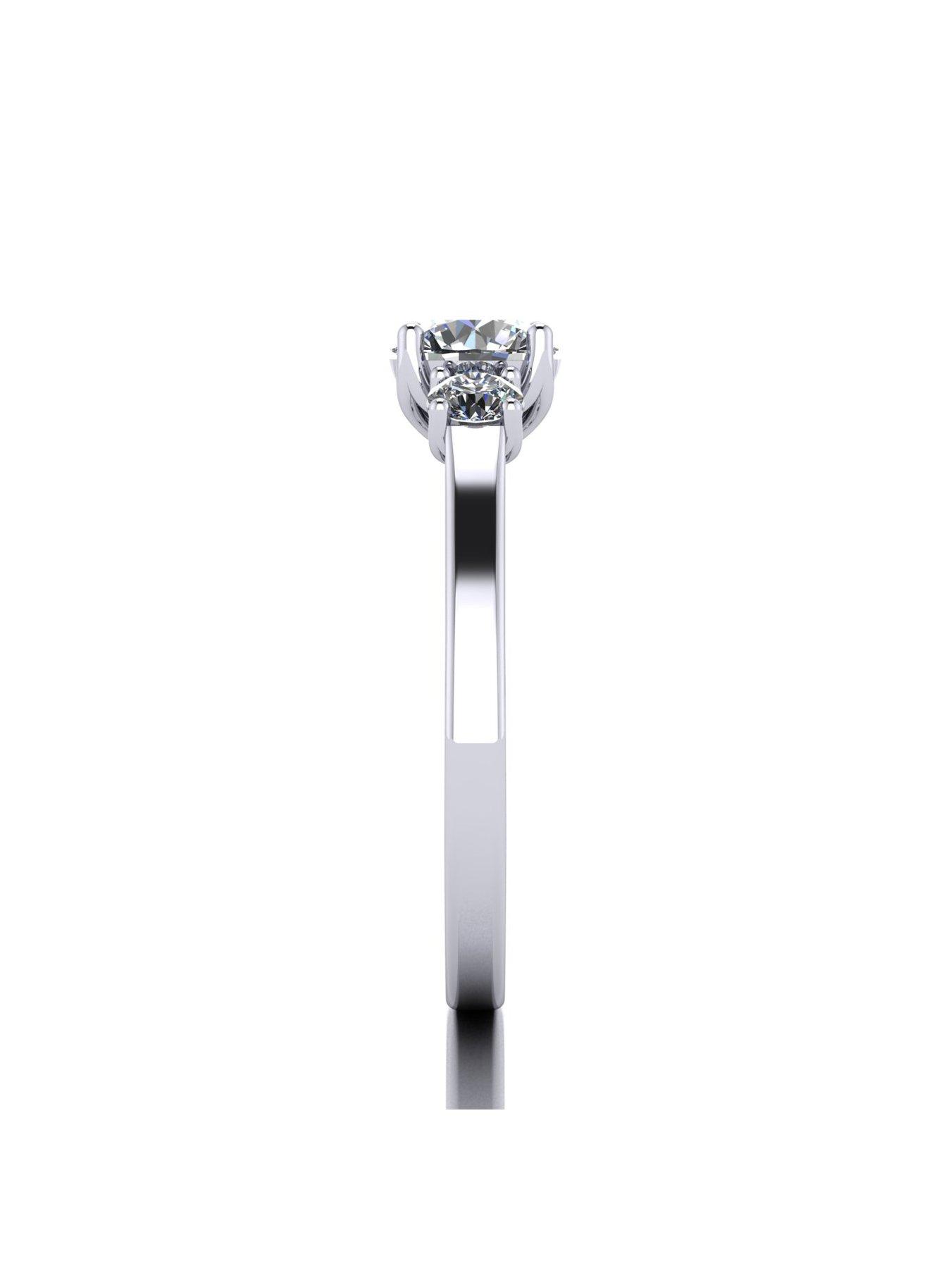 Image 3 of 5 of Moissanite Platinum 1.00ct total Moissanite Trilogy Ring