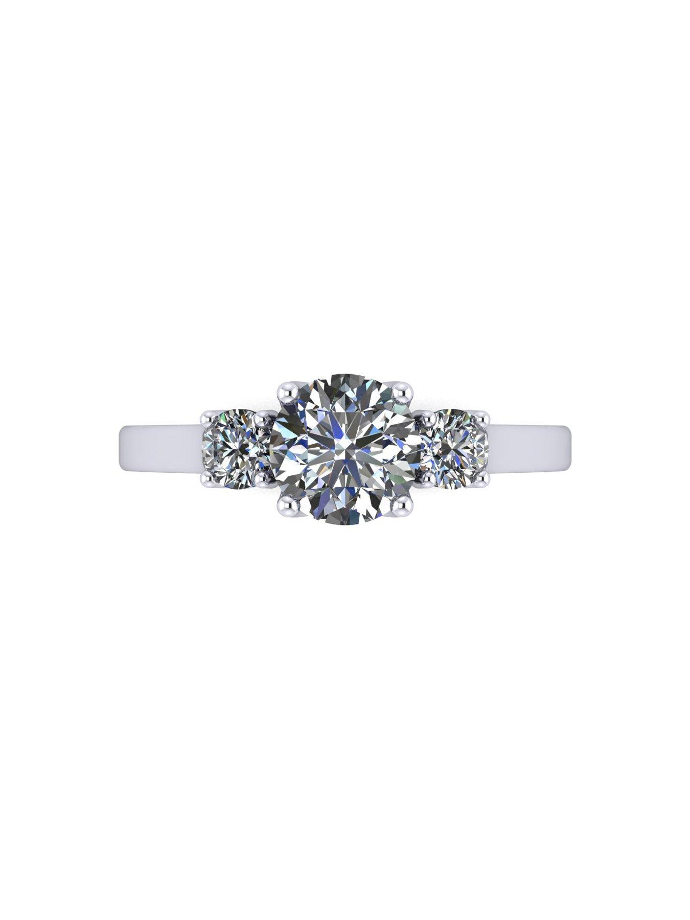 Image 4 of 5 of Moissanite Platinum 1.00ct total Moissanite Trilogy Ring