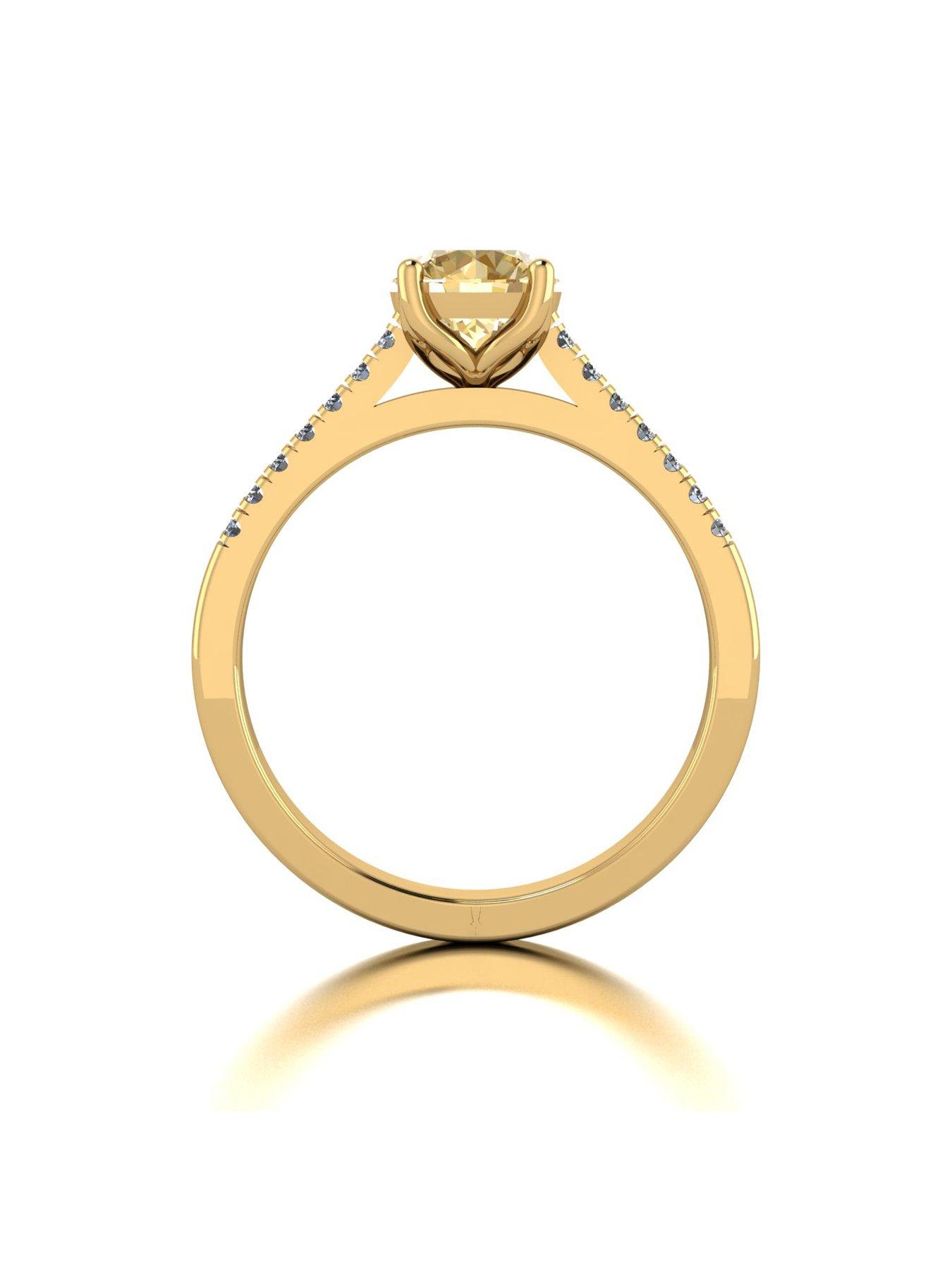 Image 2 of 5 of Moissanite 9ct Yellow Gold Champagne Moissanite Solitaire ring 1.15ct total
