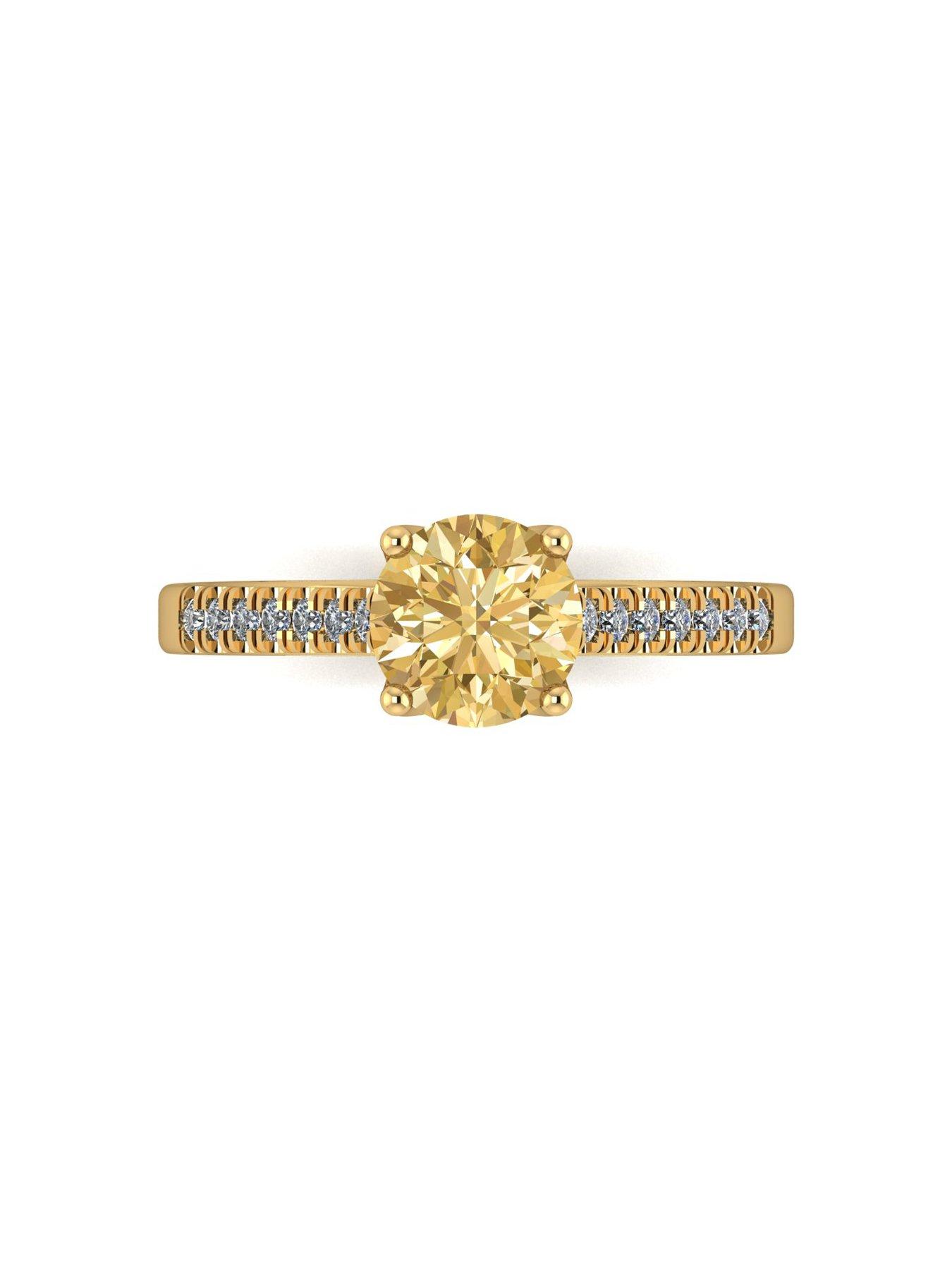 Image 4 of 5 of Moissanite 9ct Yellow Gold Champagne Moissanite Solitaire ring 1.15ct total