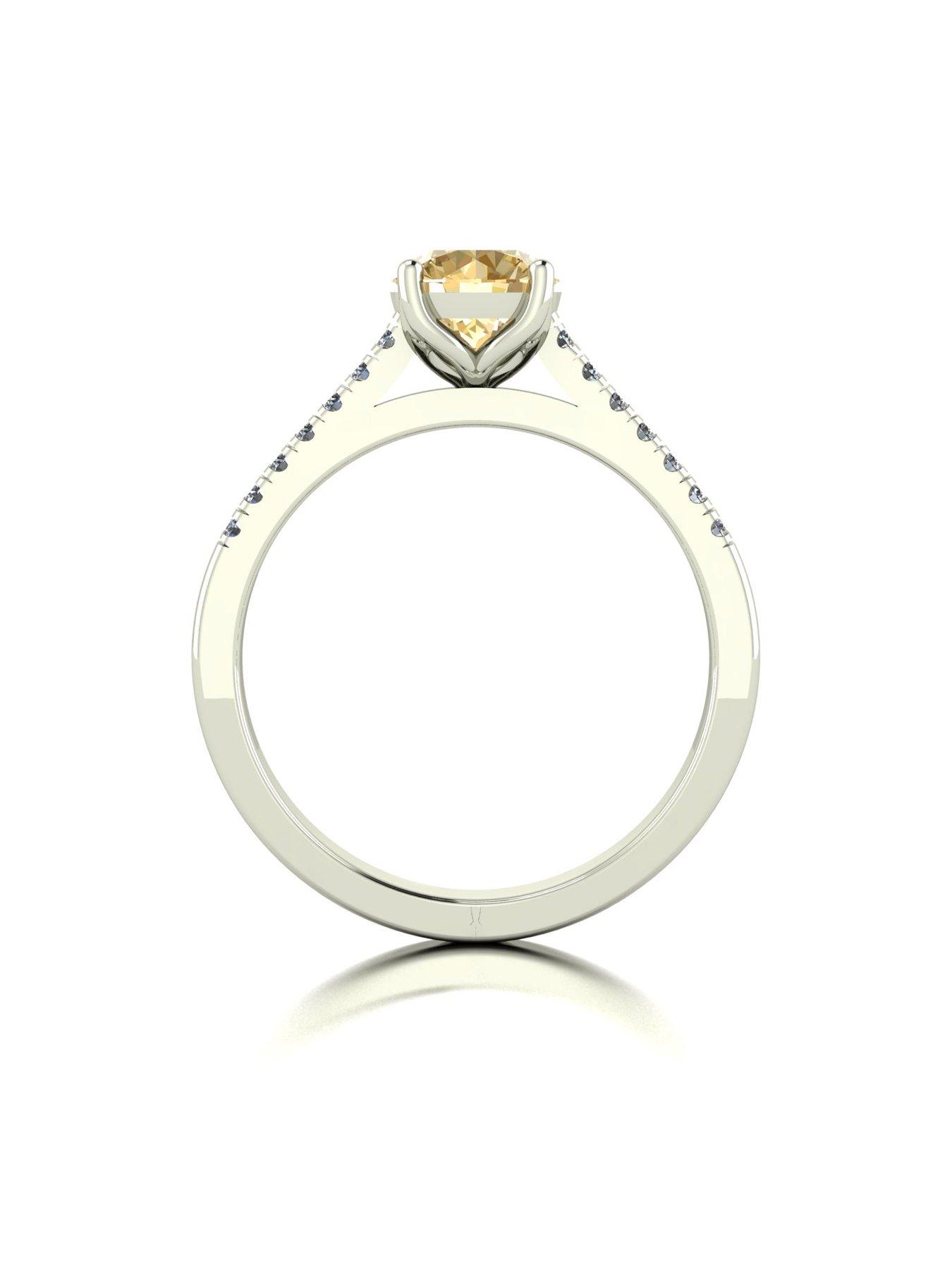 Image 2 of 5 of Moissanite 9ct White Gold Champagne Moissanite Solitaire ring 1.15ct total