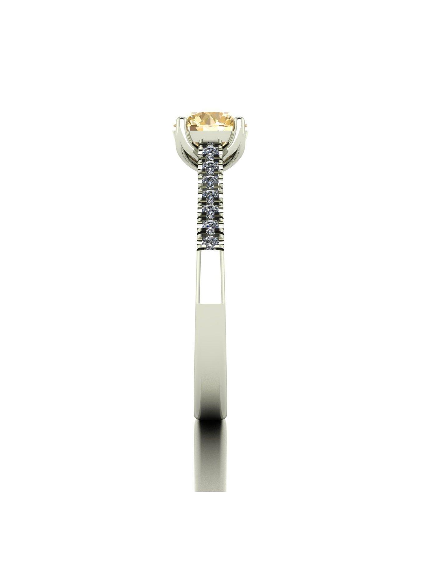 Image 3 of 5 of Moissanite 9ct White Gold Champagne Moissanite Solitaire ring 1.15ct total
