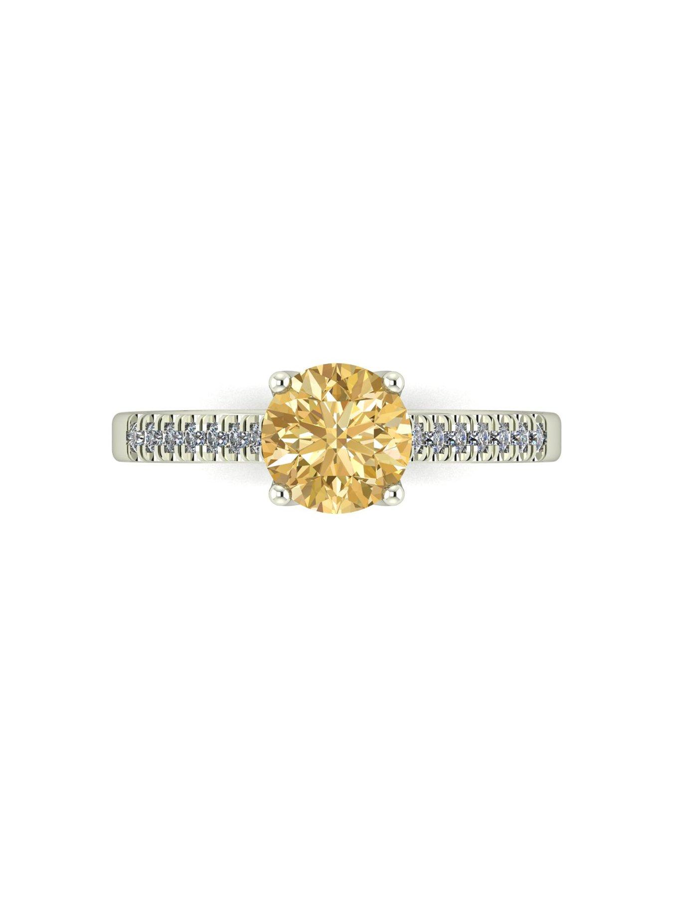 Image 4 of 5 of Moissanite 9ct White Gold Champagne Moissanite Solitaire ring 1.15ct total