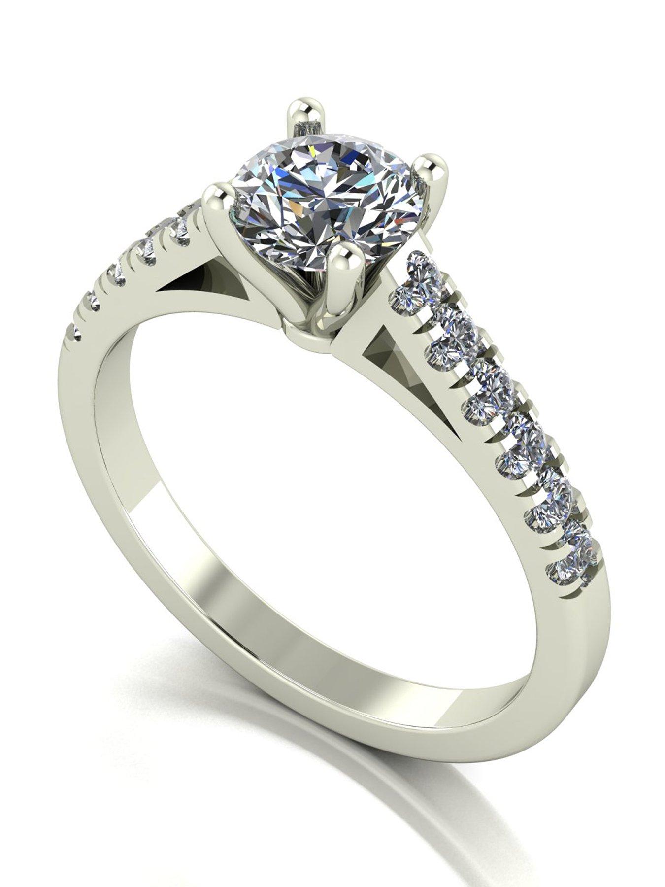Moissanite 9ct White Gold 1.00ct total Moissanite Solitaire Ring