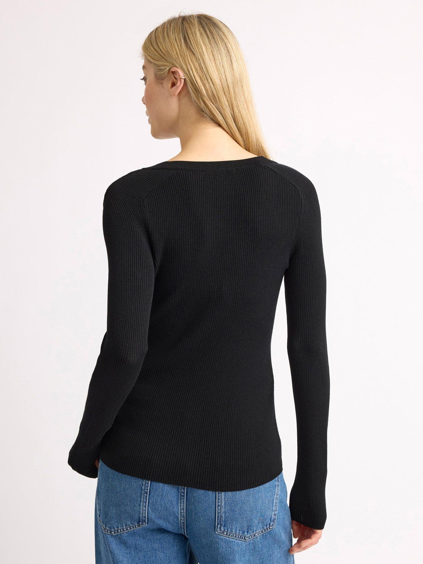 Image 2 of 3 of Albaray Rib V-Neck Cardigan - Black