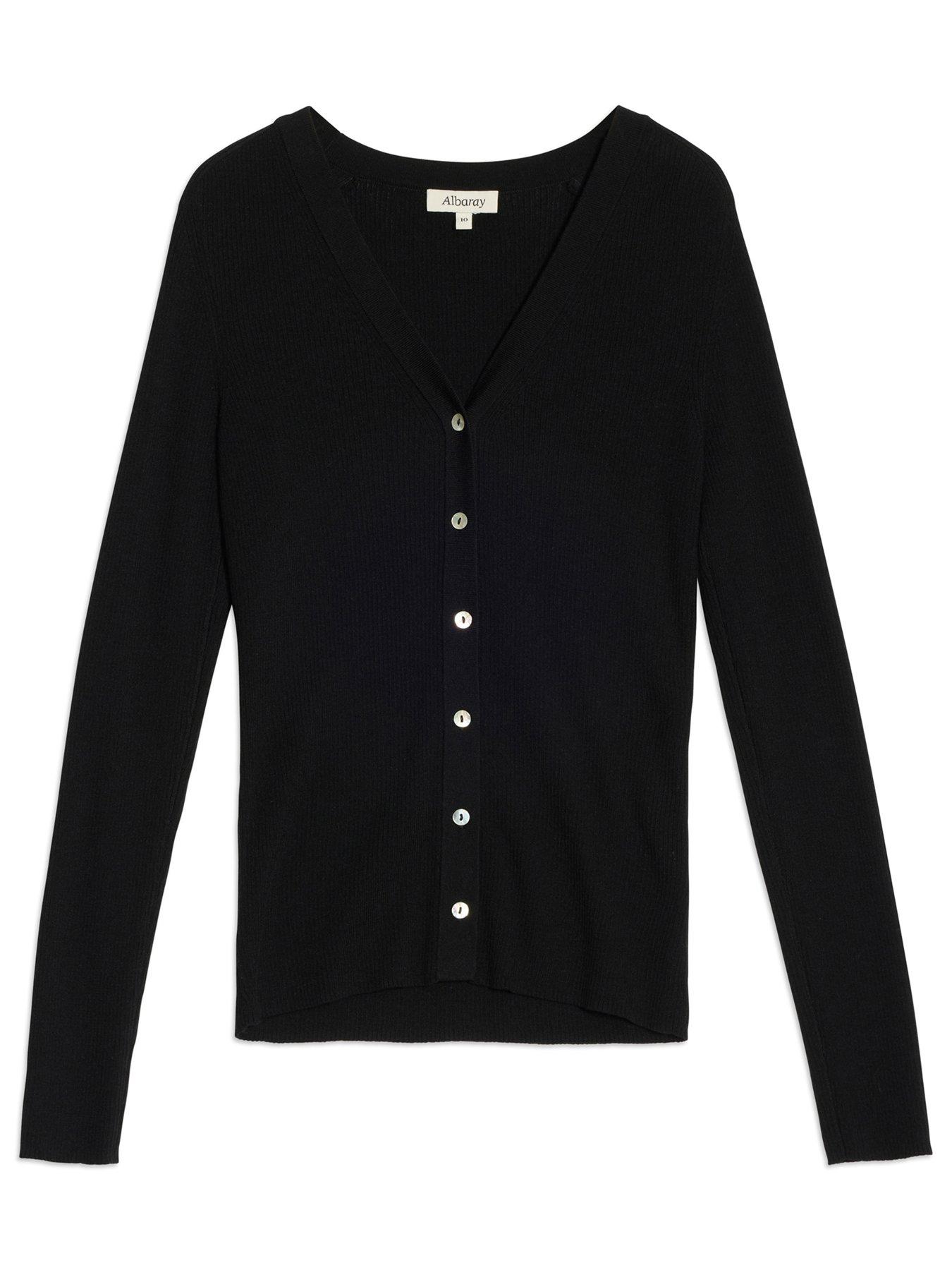Image 3 of 3 of Albaray Rib V-Neck Cardigan - Black
