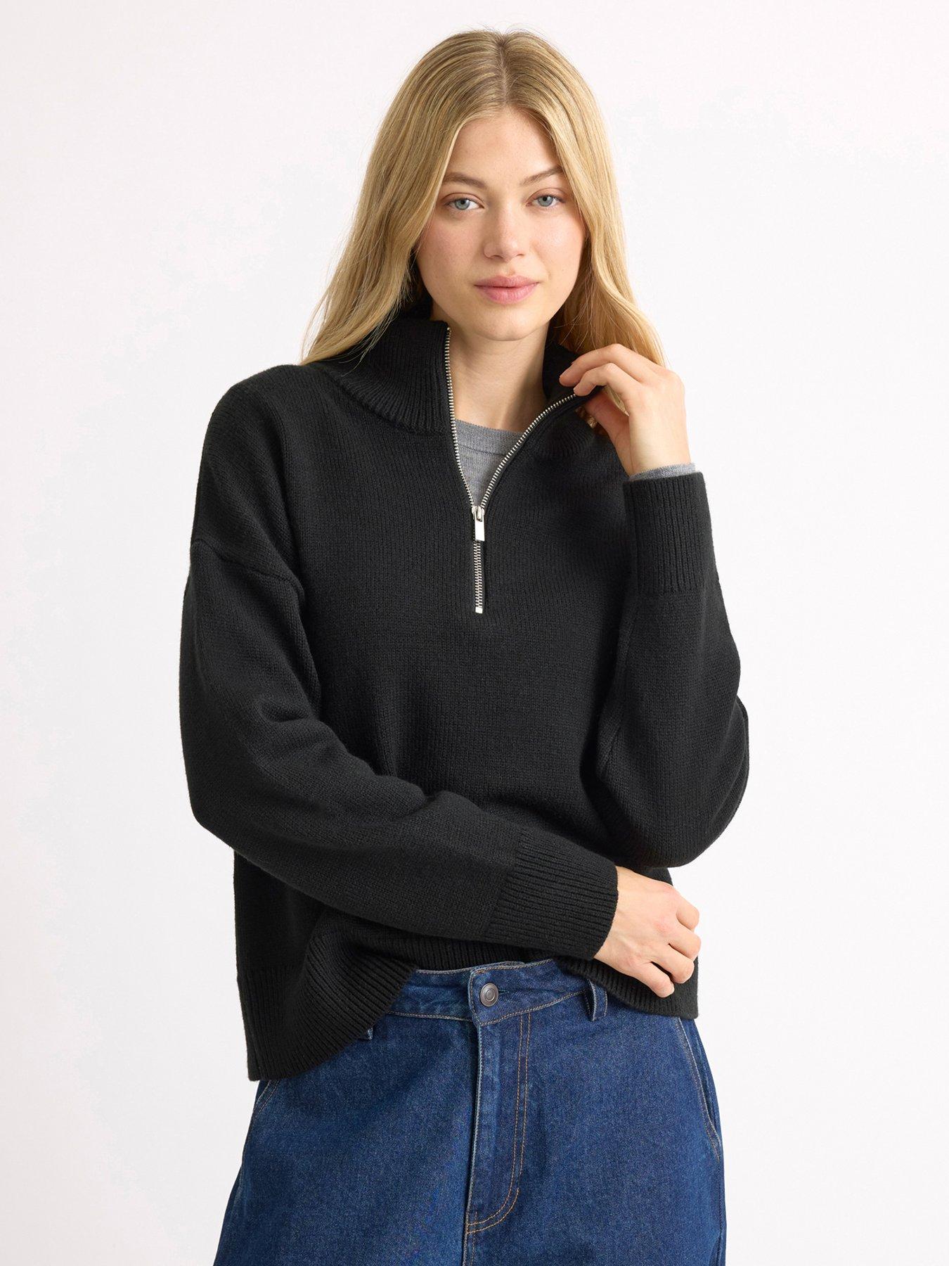Image 1 of 4 of Albaray Half Zip Jumper - Black