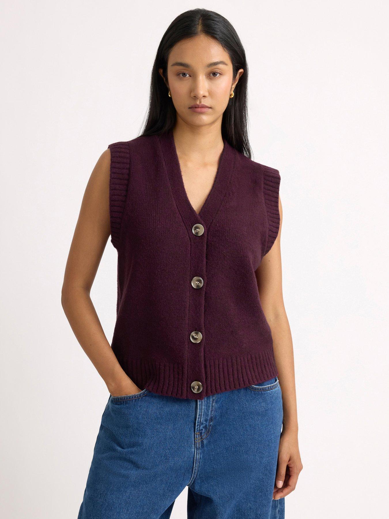 Image 1 of 4 of Albaray Cosy Button Tank Top - Burgundy
