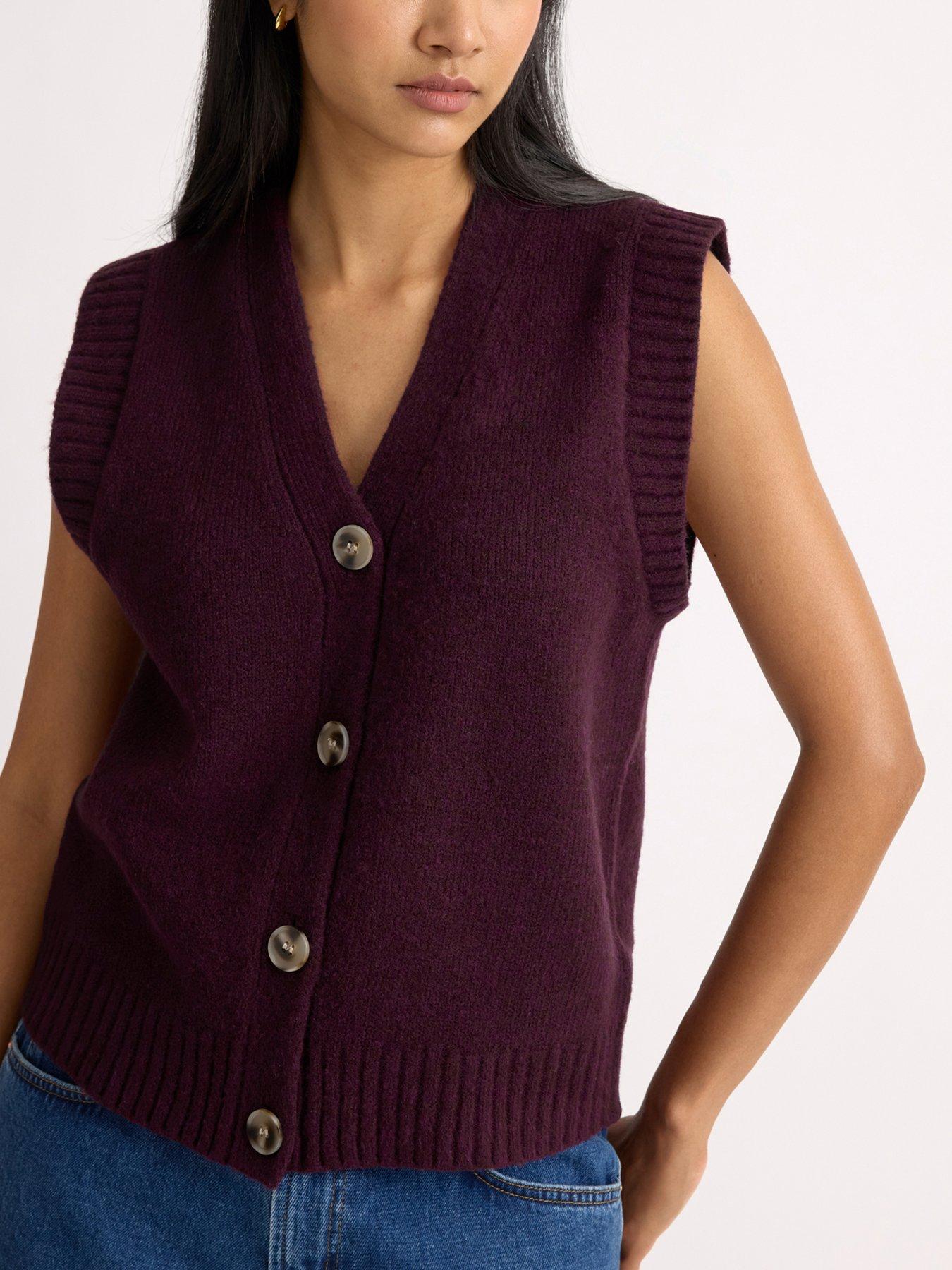 Image 3 of 4 of Albaray Cosy Button Tank Top - Burgundy