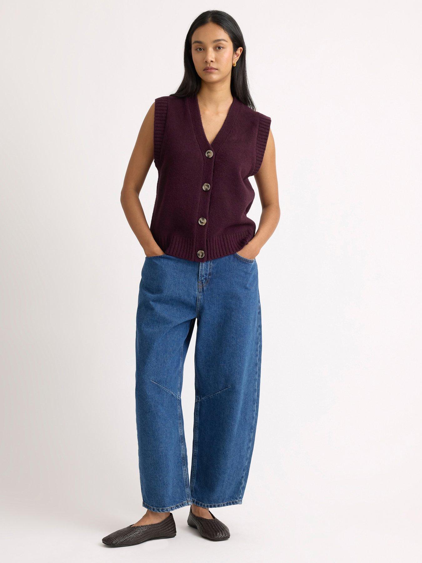 Image 4 of 4 of Albaray Cosy Button Tank Top - Burgundy