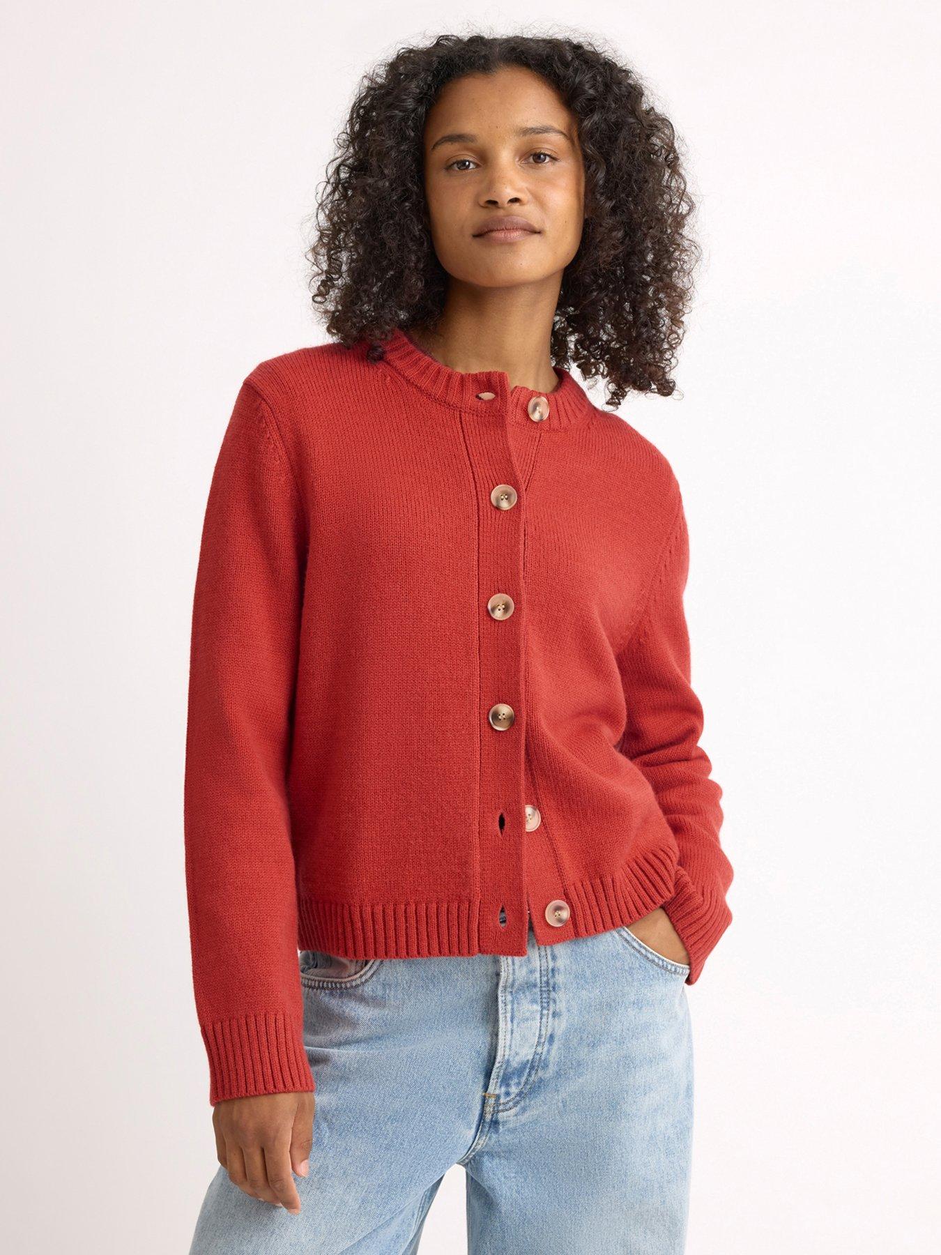 Image 1 of 4 of Albaray Crew Neck Cardigan - Red