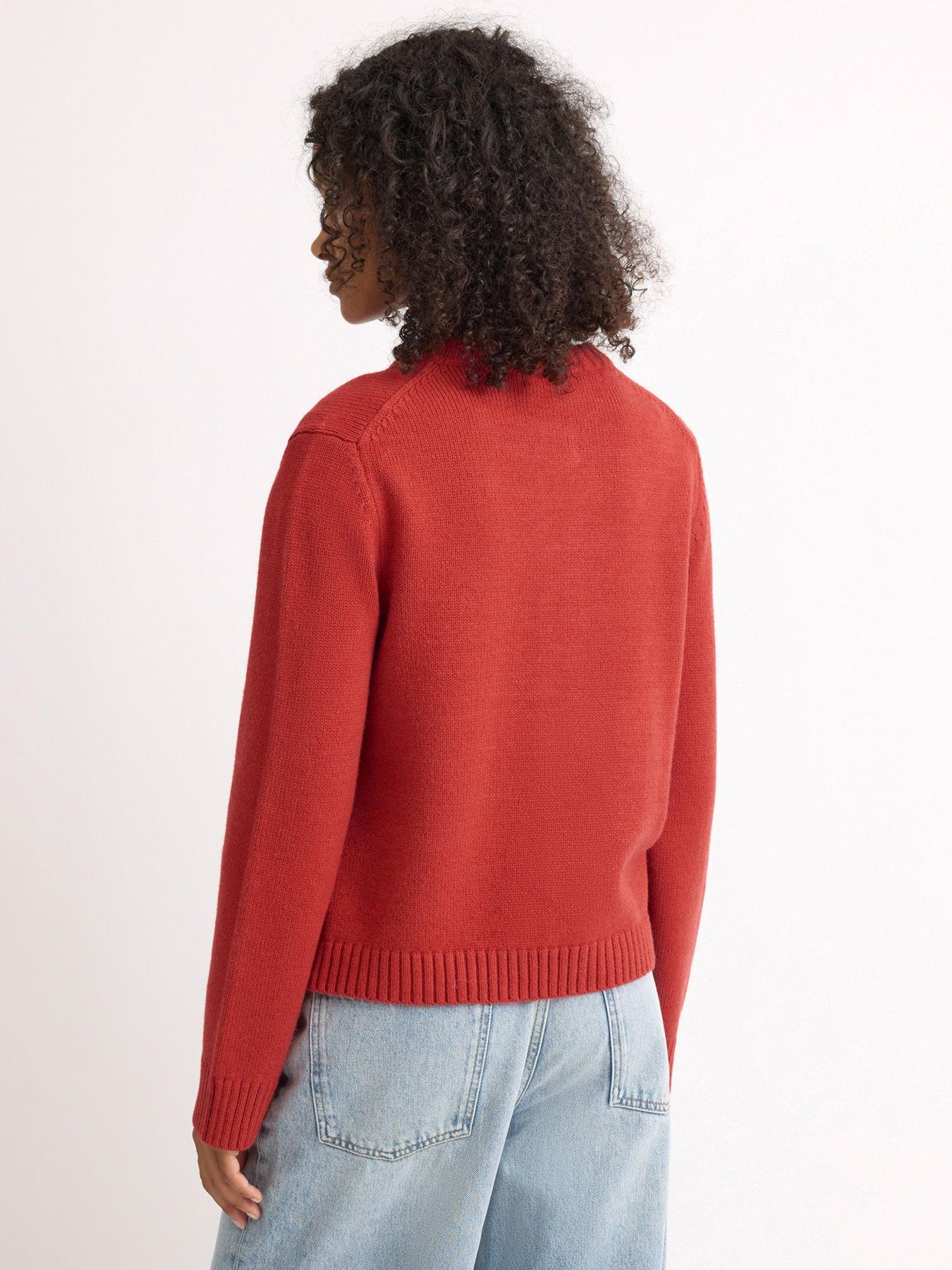 Image 2 of 4 of Albaray Crew Neck Cardigan - Red
