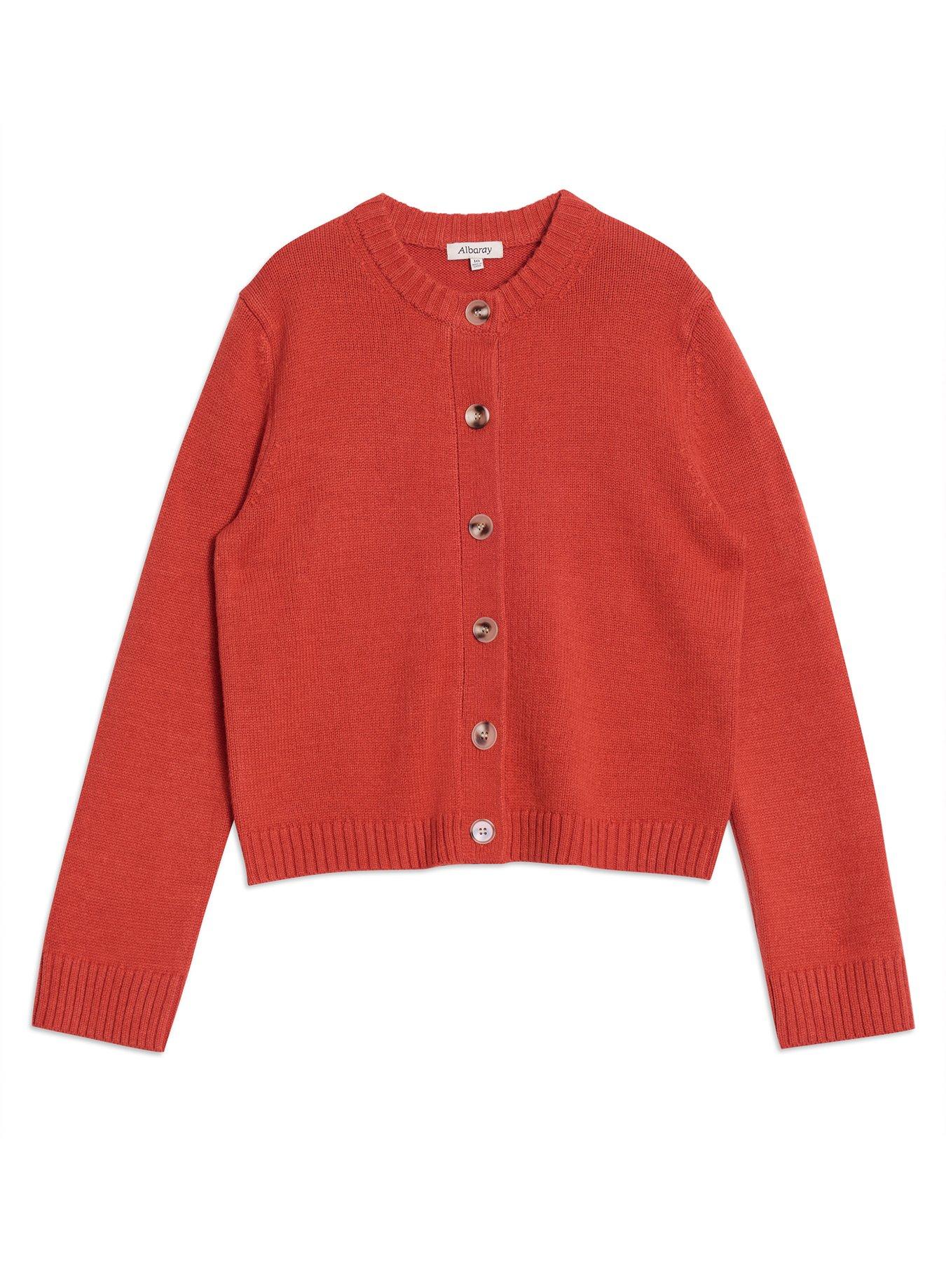 Image 4 of 4 of Albaray Crew Neck Cardigan - Red