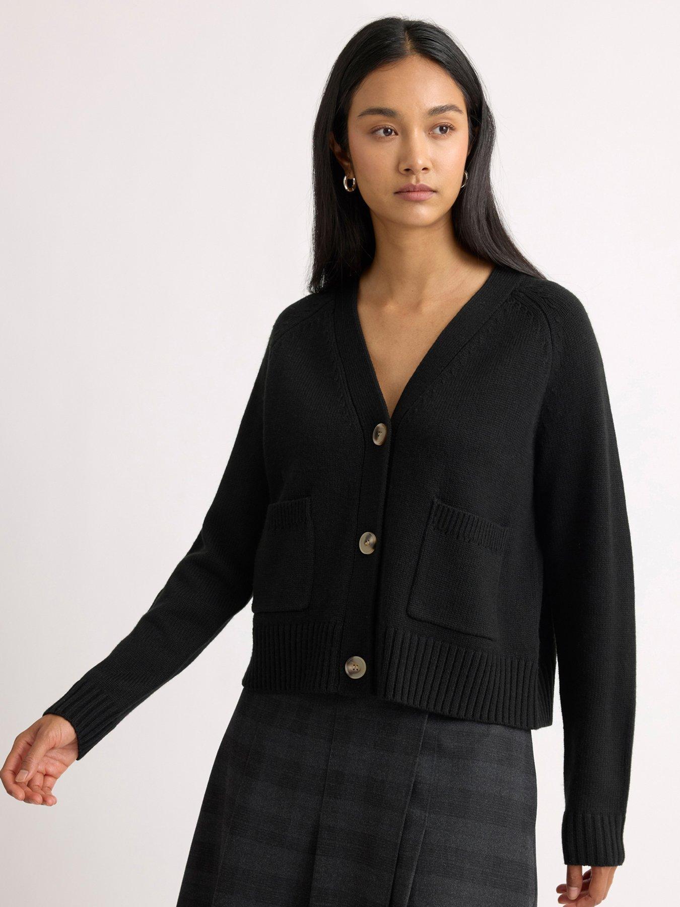 Image 1 of 4 of Albaray Relaxed V Neck Cardigan - Black