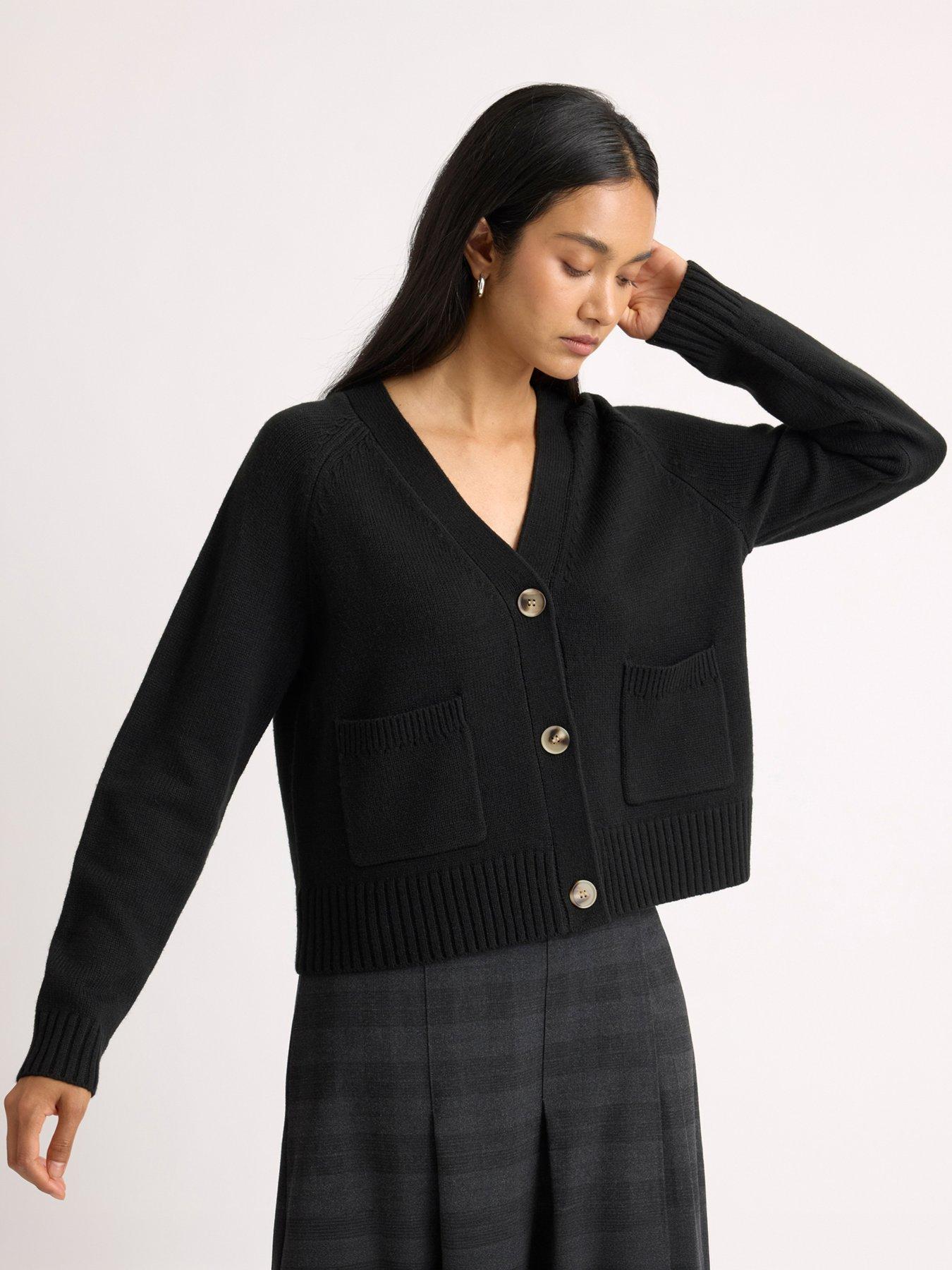 Image 3 of 4 of Albaray Relaxed V Neck Cardigan - Black