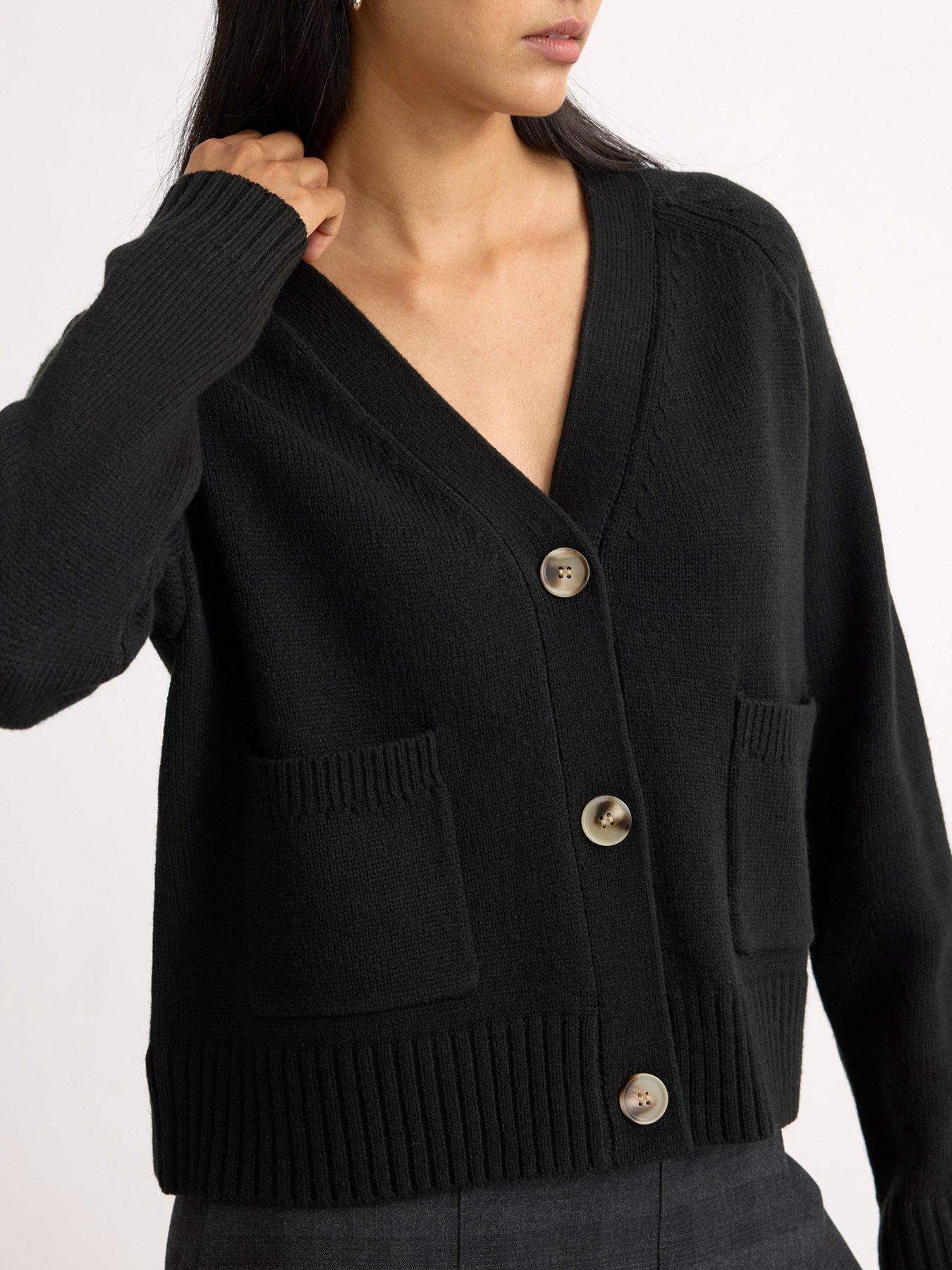 Image 4 of 4 of Albaray Relaxed V Neck Cardigan - Black