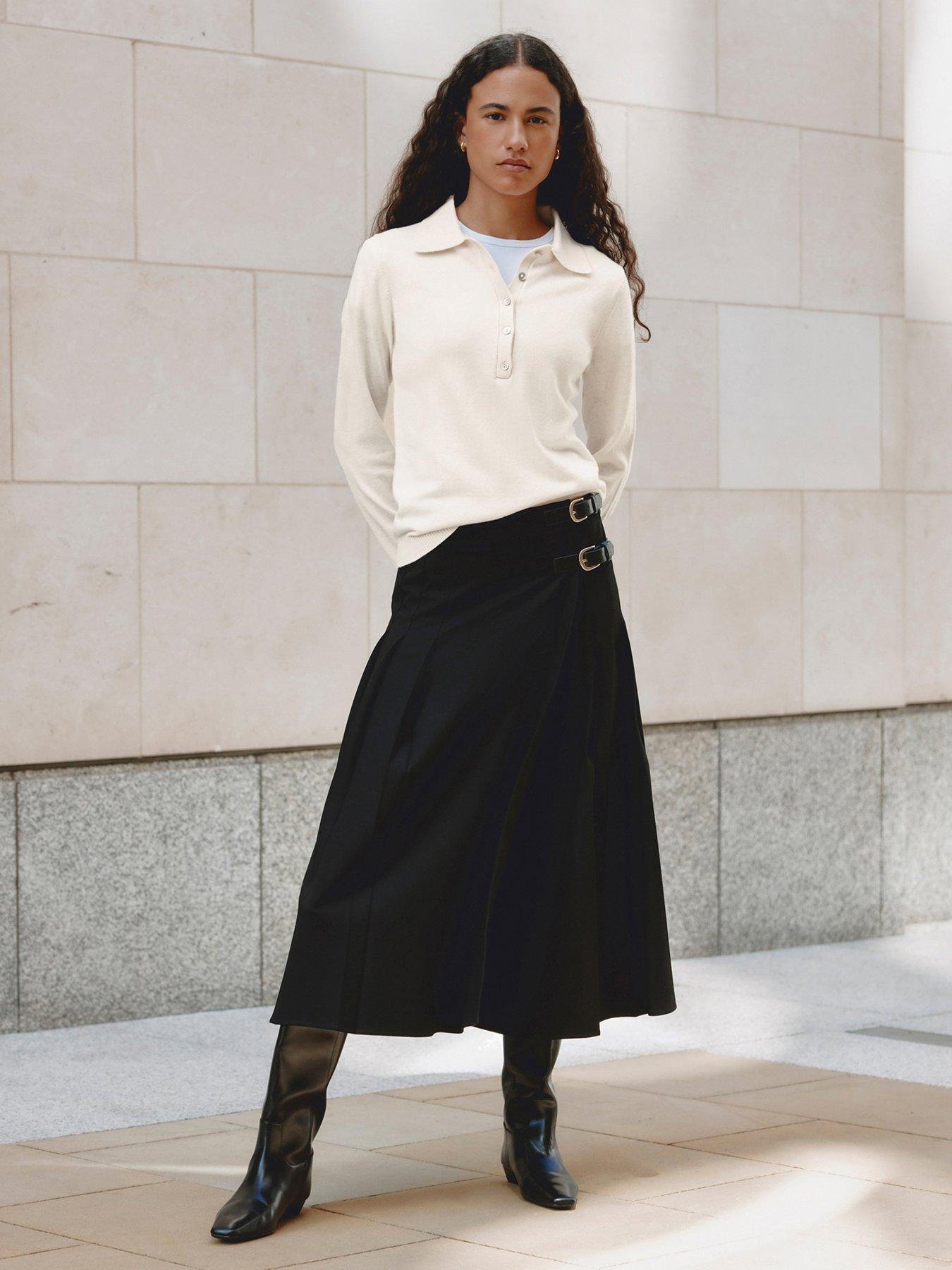 Image 1 of 4 of Albaray Double Buckle Skirt - Black