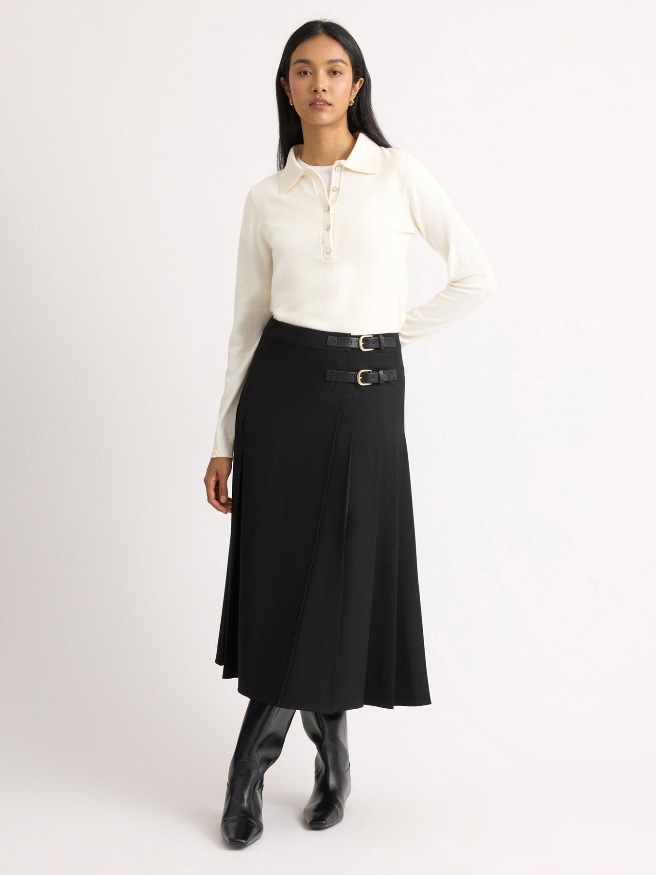 Image 4 of 4 of Albaray Double Buckle Skirt - Black