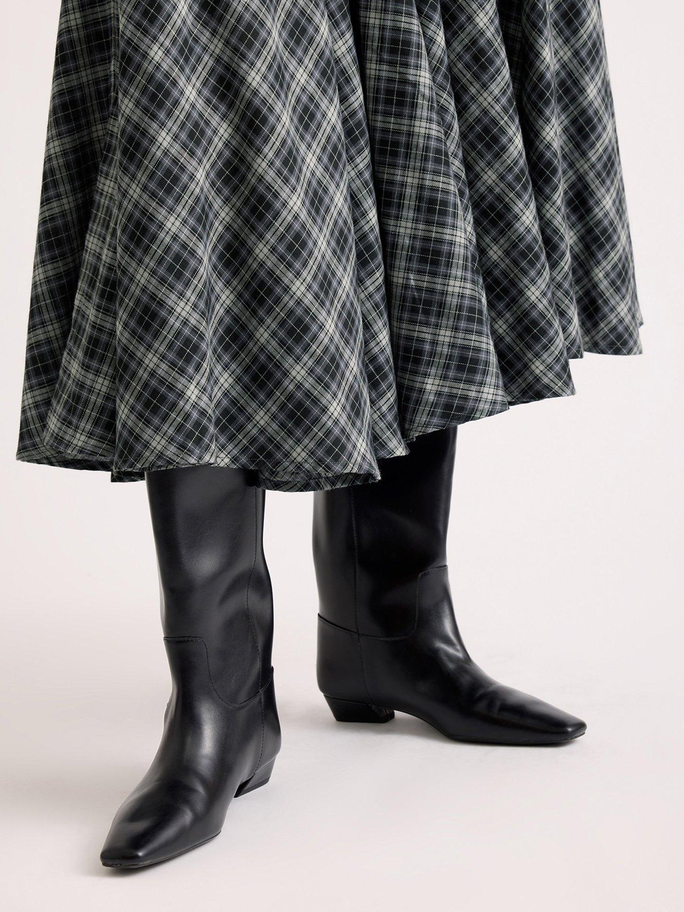Image 4 of 4 of Albaray Check Full Skirt - Grey