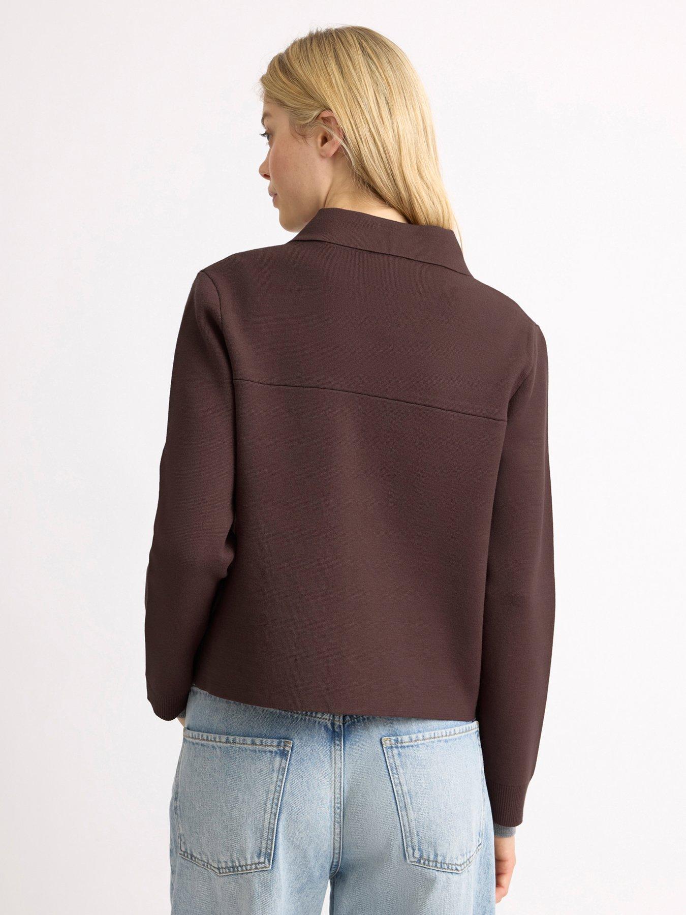 Image 2 of 4 of Albaray Womens Collared Pocket Button-Through Jacket - Brown