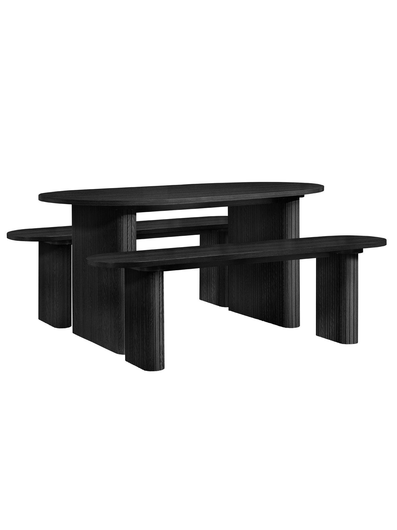 Image 6 of 6 of Birlea Axel Oval Fluted Dining Table With 2 Benches