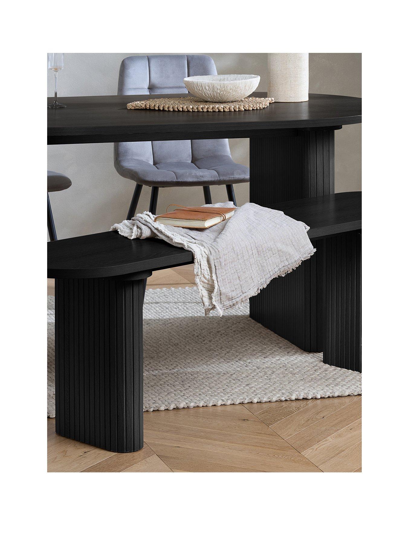 Image 2 of 7 of Birlea Axel Oval Fluted Dining Table With 2 Chairs And Bench