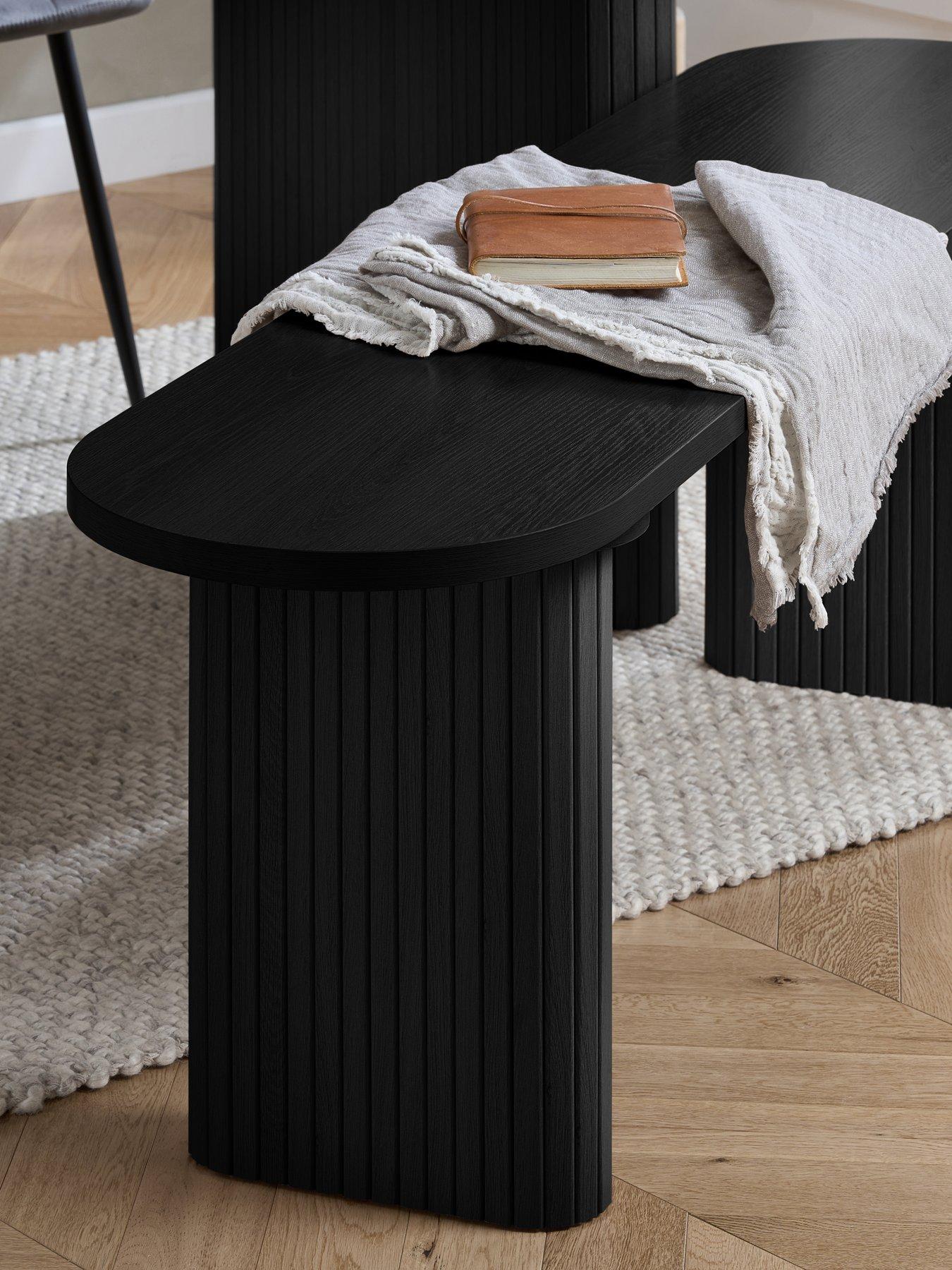 Image 3 of 7 of Birlea Axel Oval Fluted Dining Table With 2 Chairs And Bench