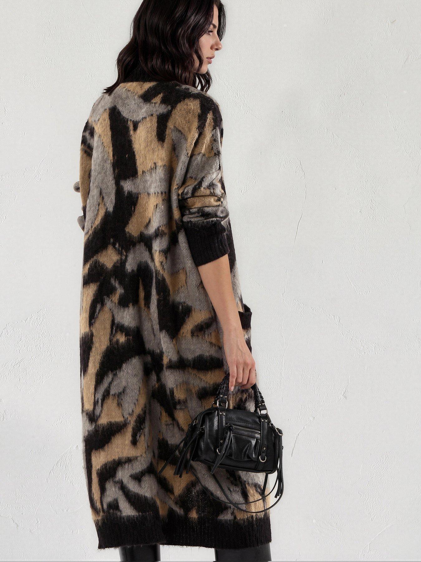 Image 6 of 7 of Religion Long Line Layla Maxi Coatigan Cardigan With Funnel Neck - Black