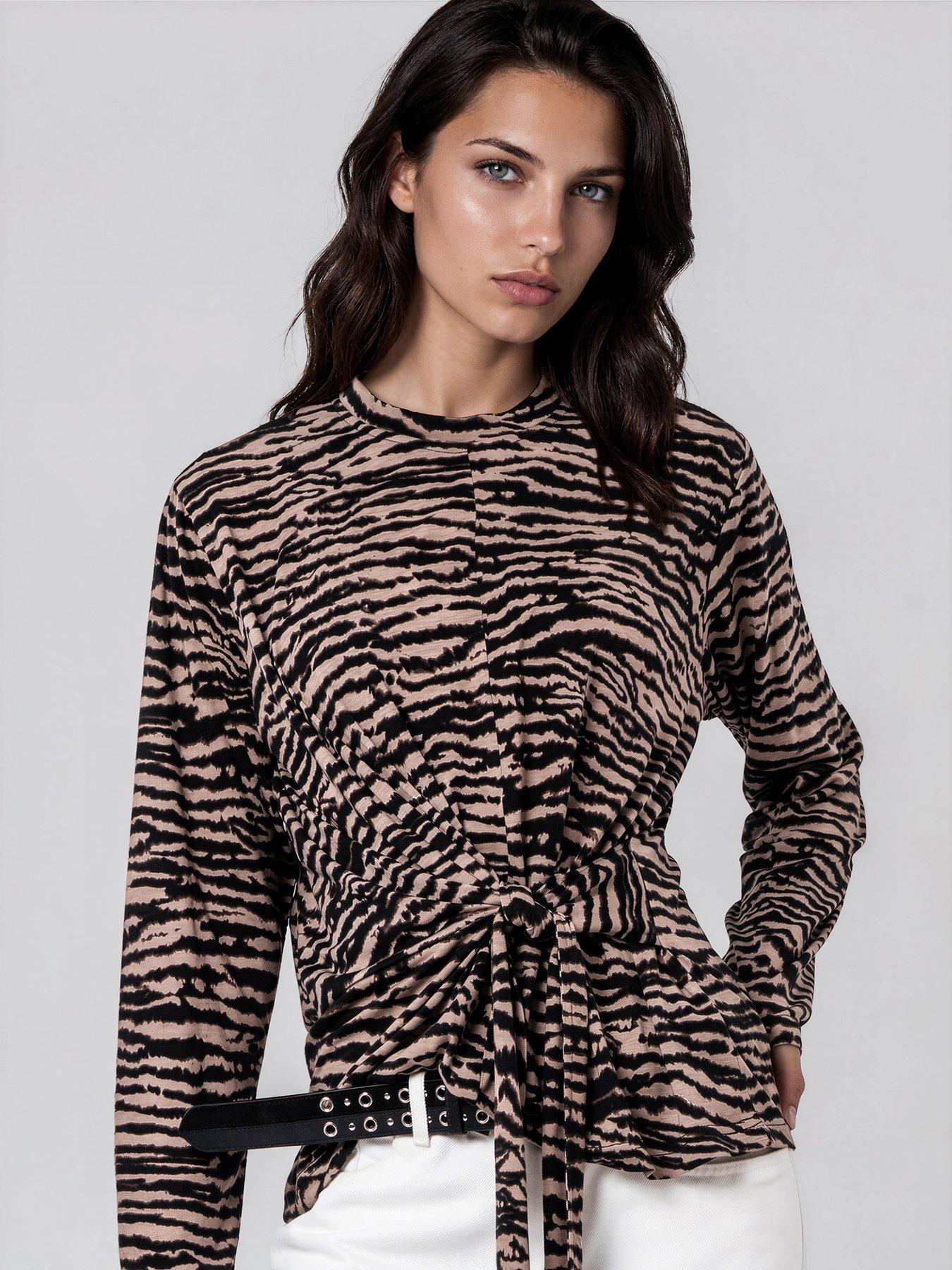 Religion Lyla Top With Tie Detail If Soft Jersey In Zebra Print