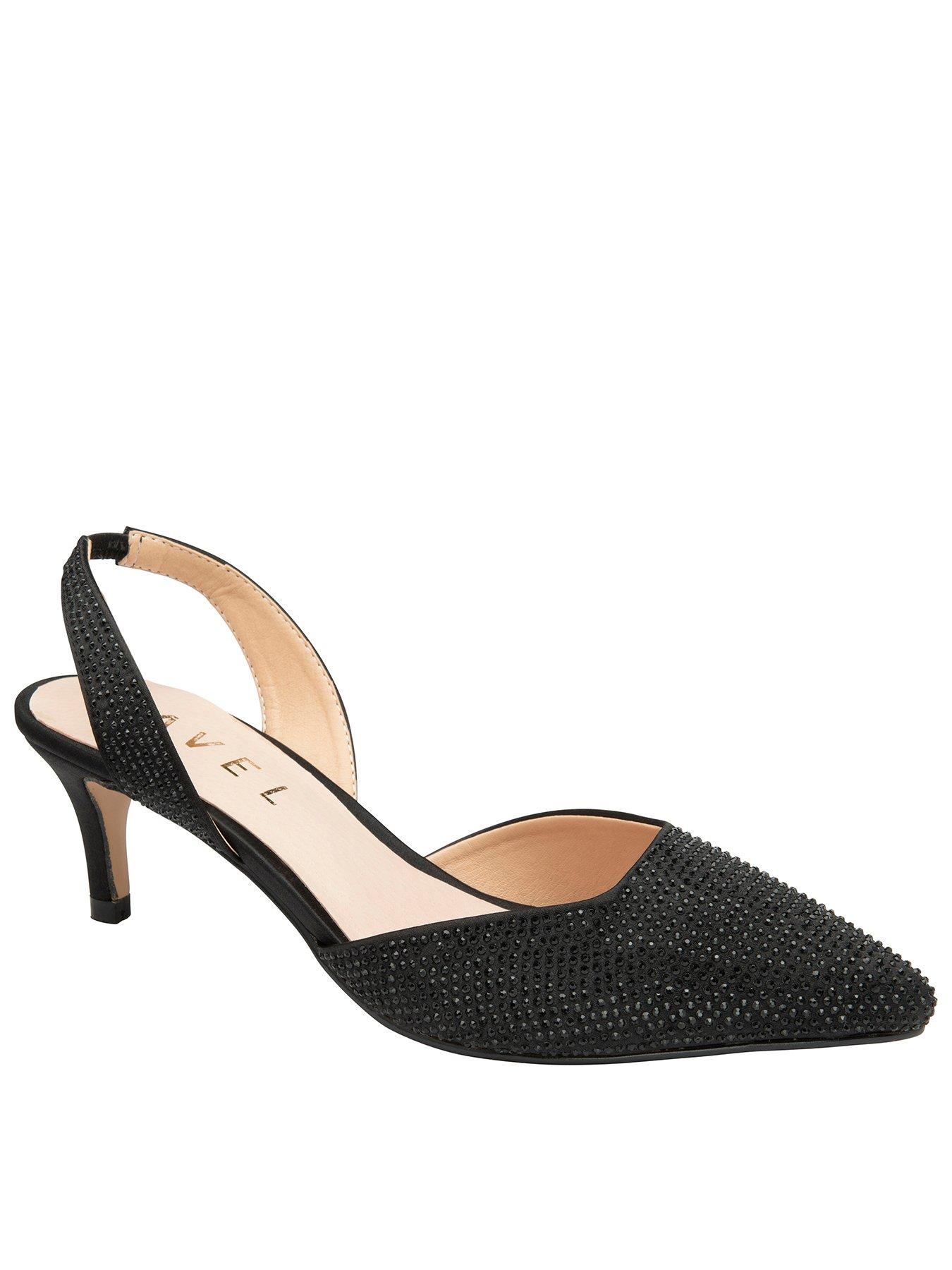 Ravel Mallow Kitten Heel Sparkle Sling Back - Black
