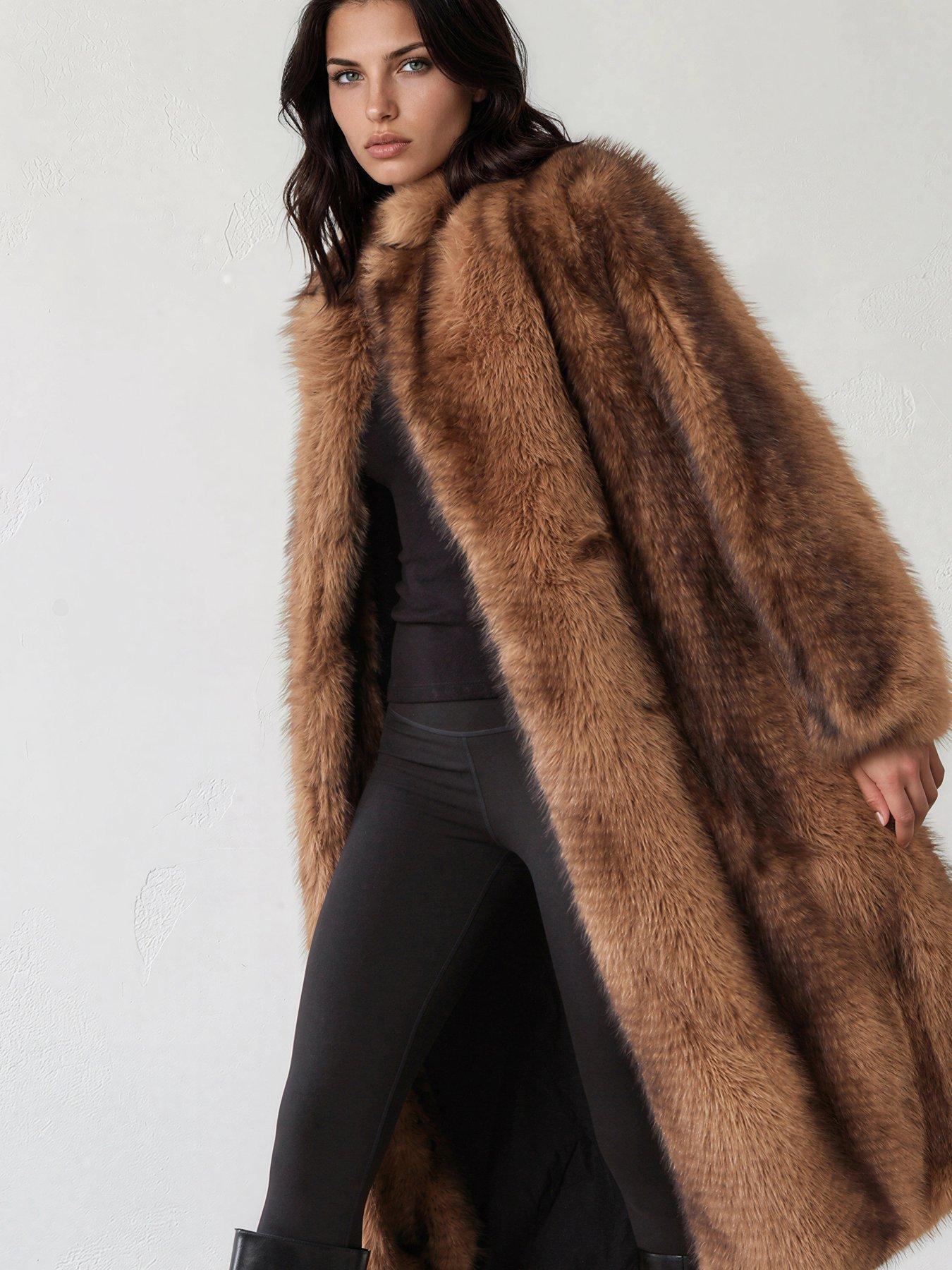 Image 1 of 7 of Religion Long Meryl Fox Fur Maxi Coat